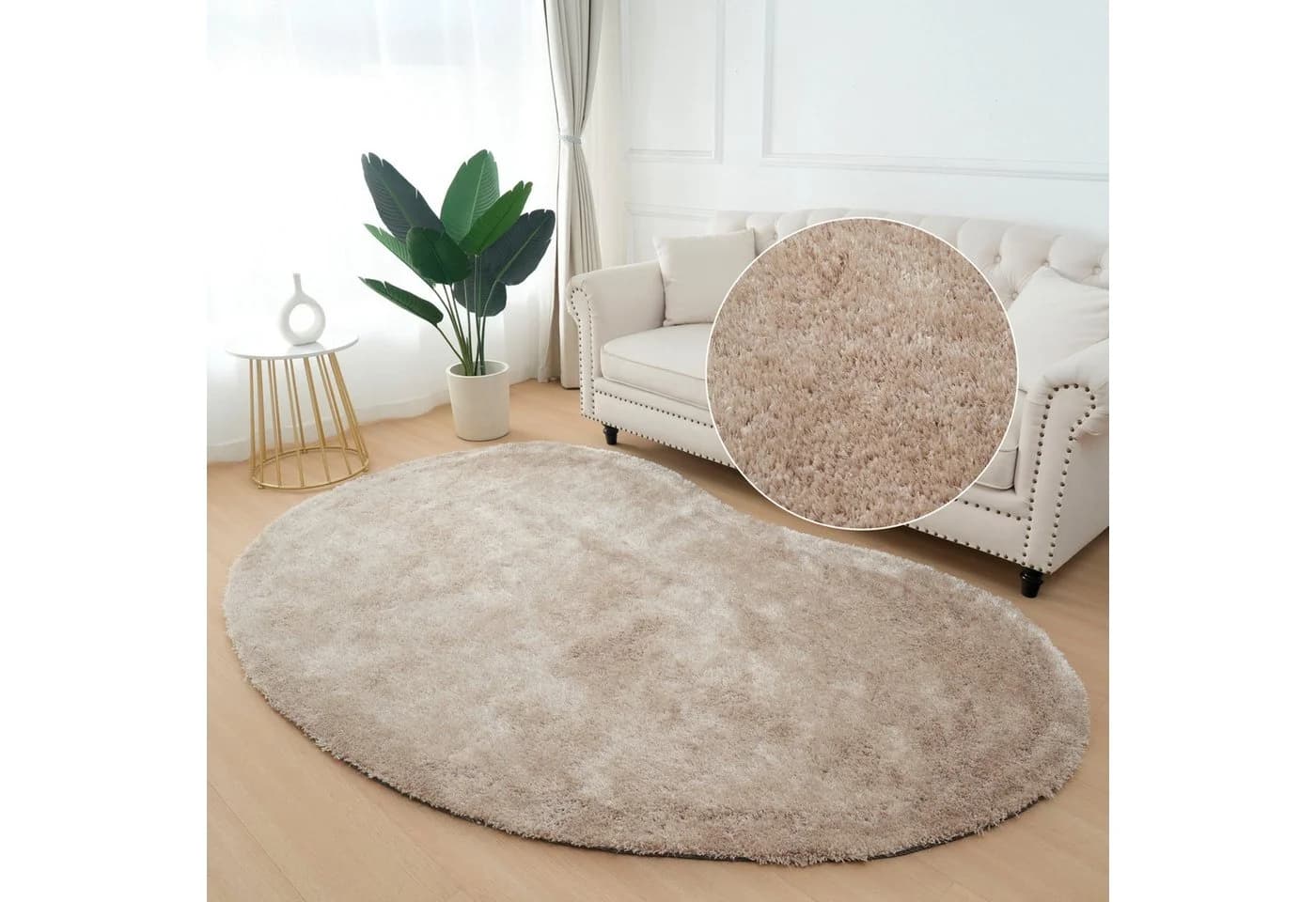 Bruno Banani Hochflor-Teppich Beige U-Form Uni