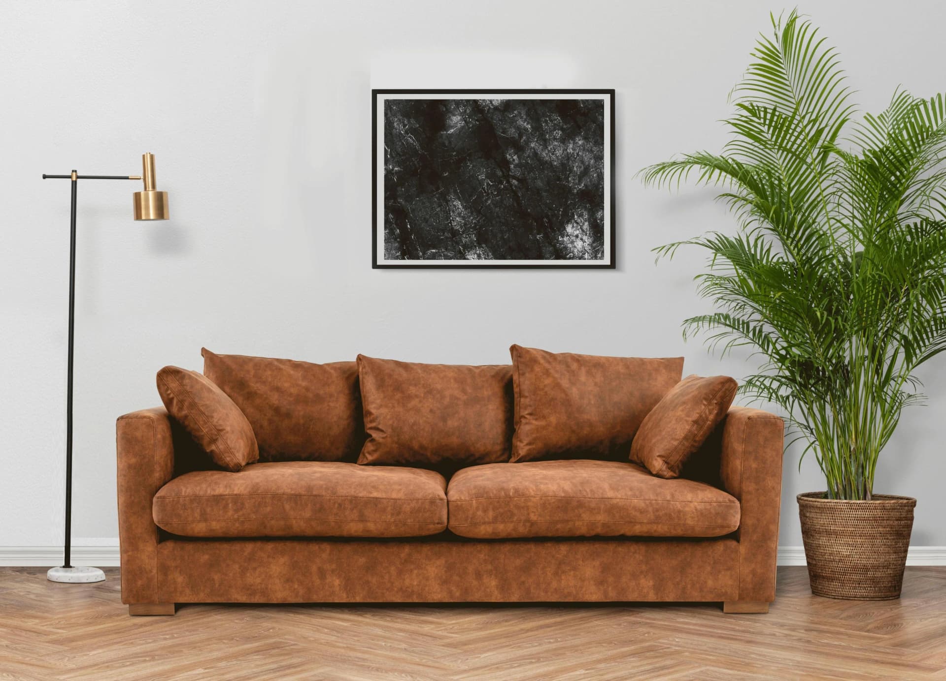 HOME AFFAIRE Coray 2,5-Sitzer Sofa Cognac Microfaser