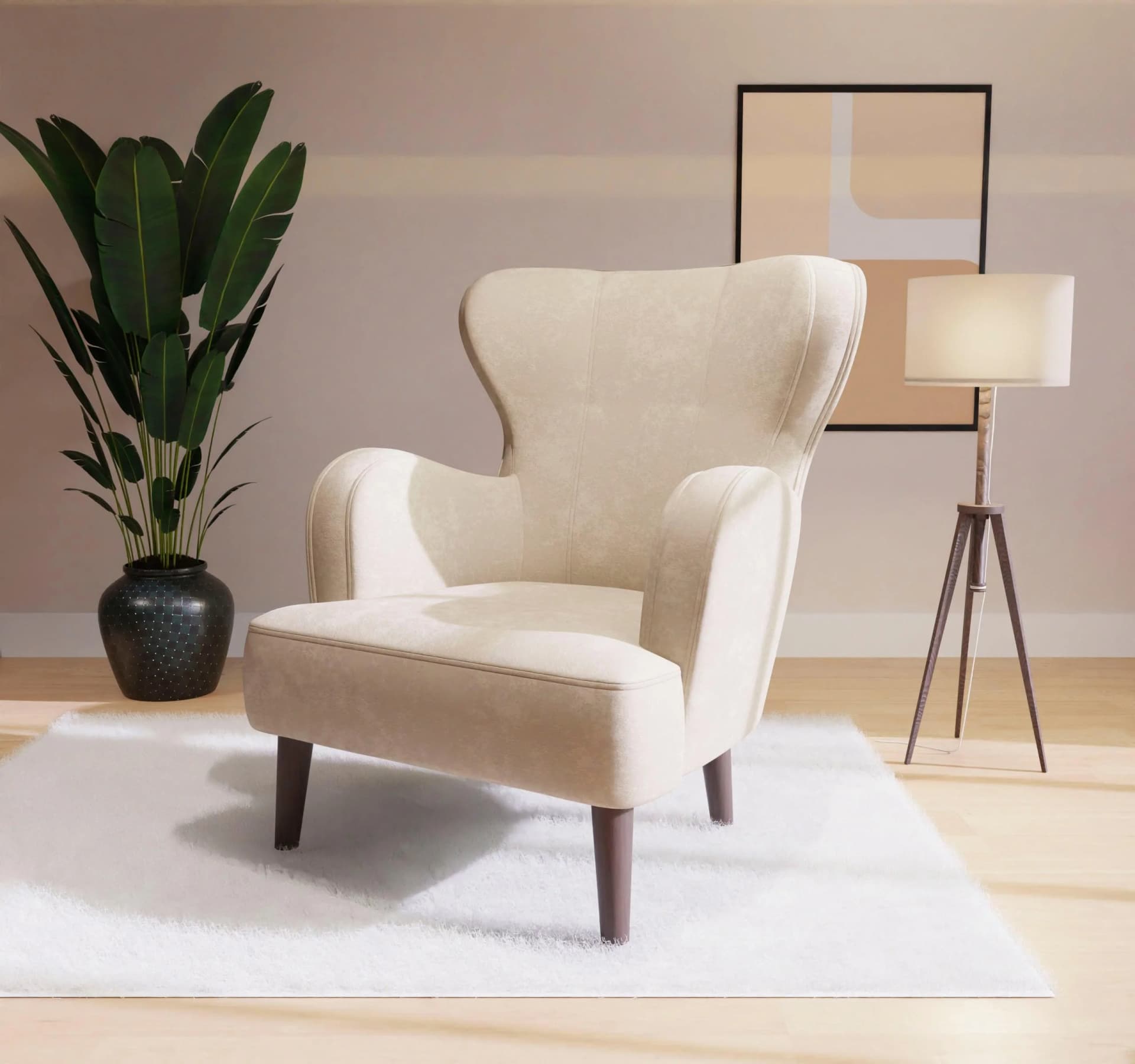 HOME AFFAIRE Sessel SICILIA Beige Moderner Ohrensessel