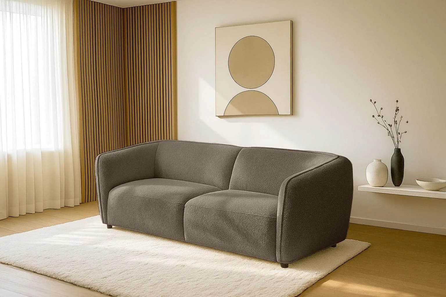 HOME AFFAIRE OSTRUP 3-Sitzer Sofa Taupe Bouclé Organisch