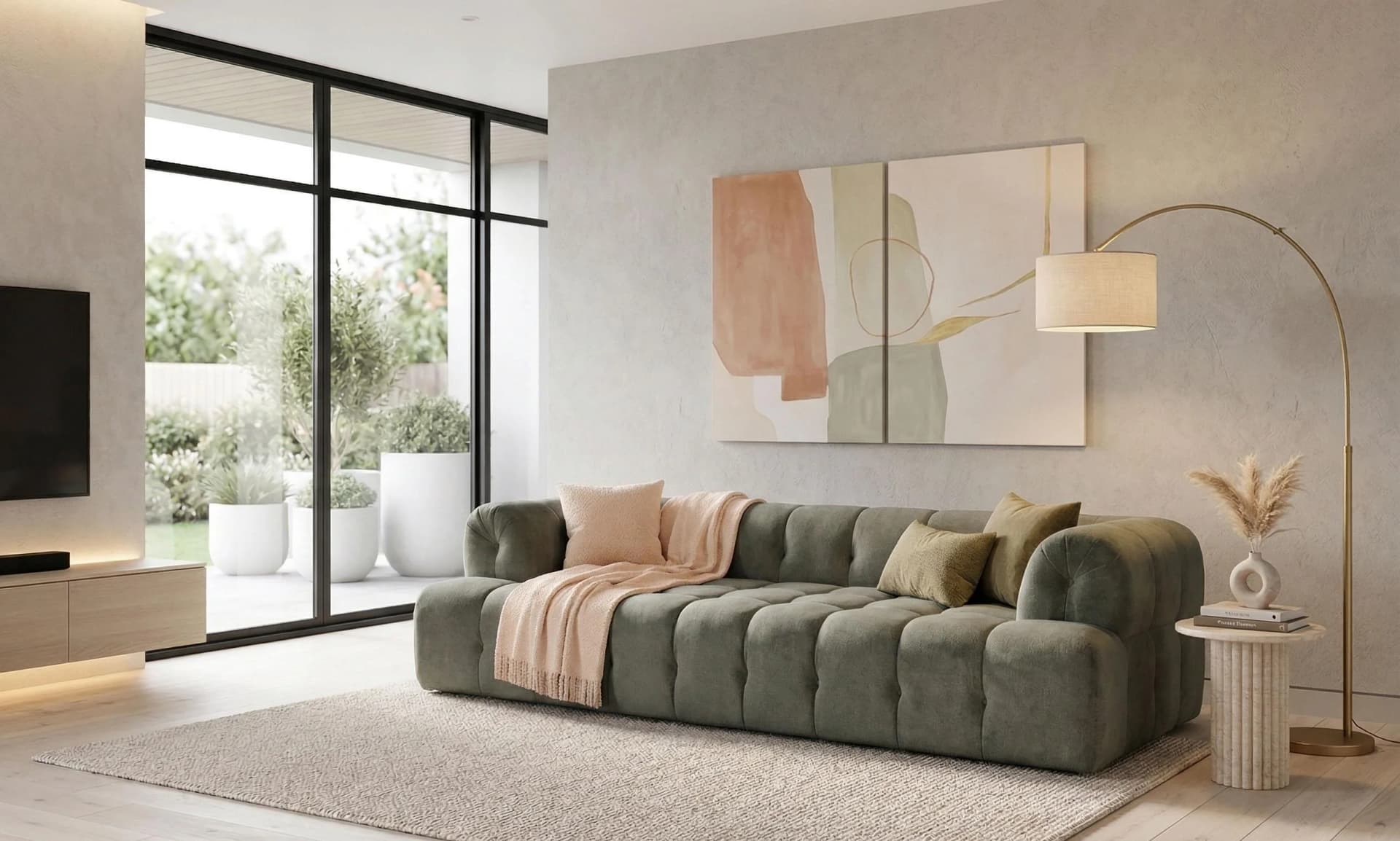 Home Affaire APERIRE 3-Sitzer Sofa oliv mit Steppung