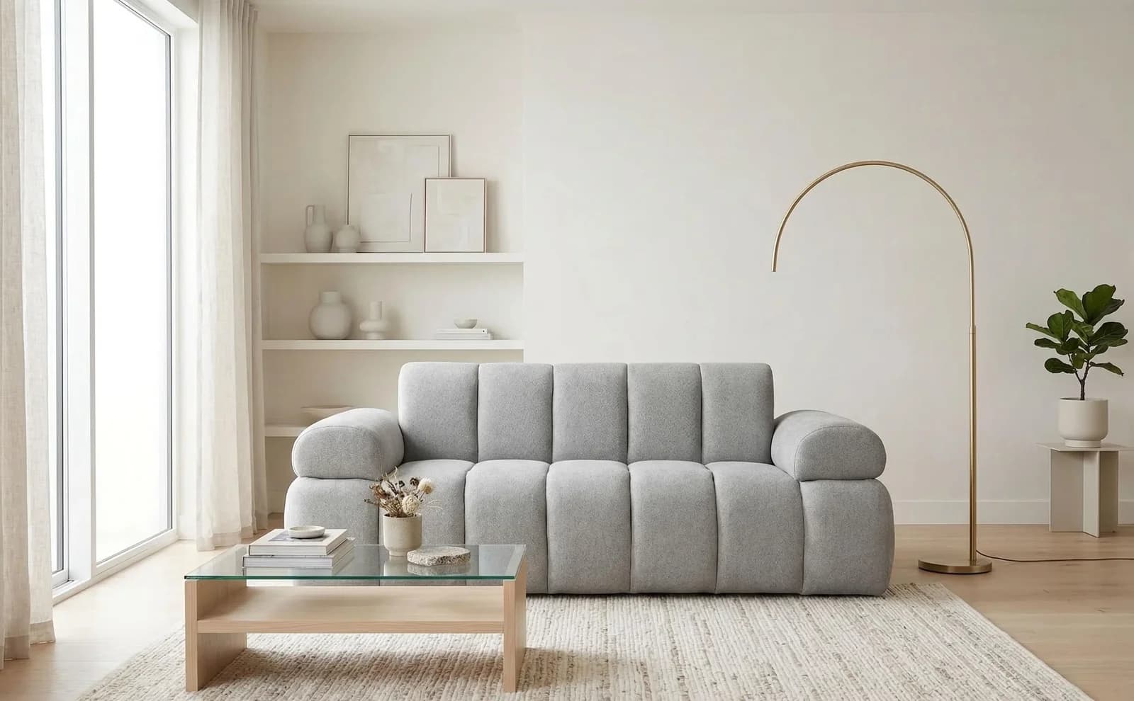 HOME AFFAIRE LYOTH 2-Sitzer Sofa Silber Modern