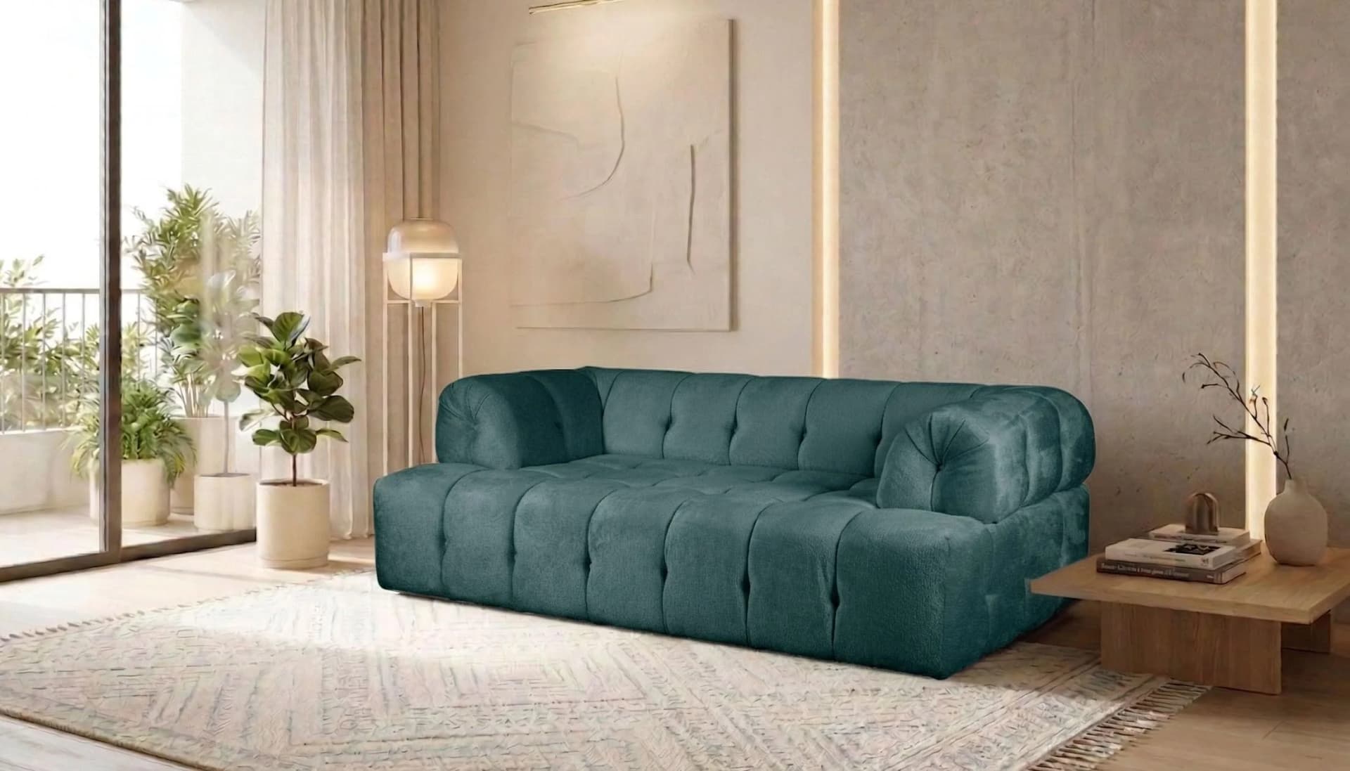 HOME AFFAIRE APERIRE 2-Sitzer Sofa - Petrol - 180x77x100cm
