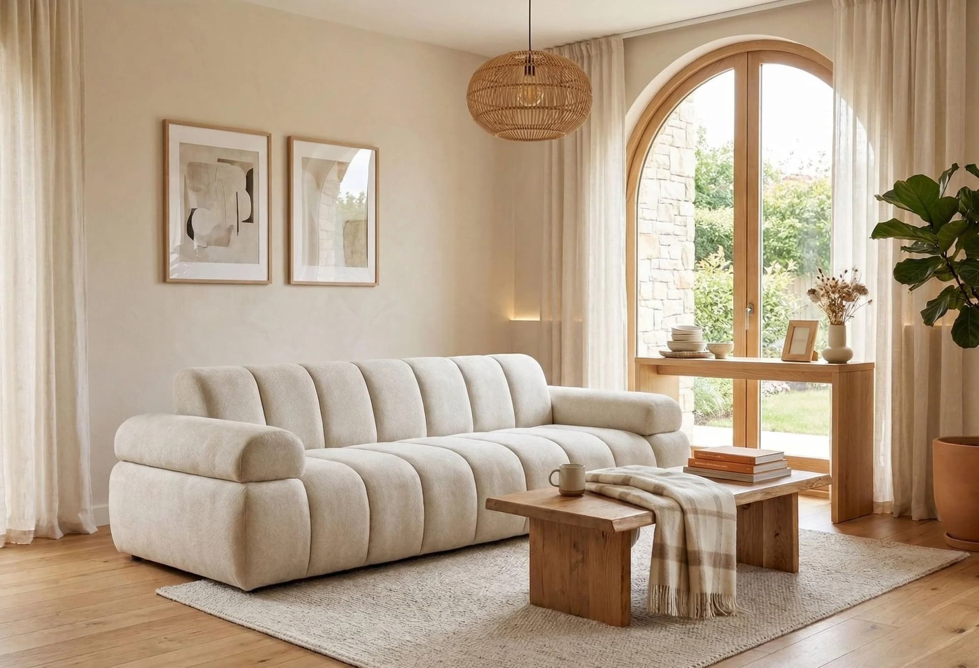 HOME AFFAIRE LYOTH 3-Sitzer Sofa creme mit Steppung