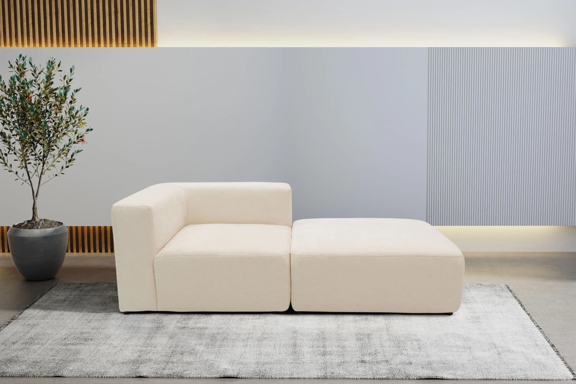 HOME AFFAIRE Utvik Sofa-Eckelement mit Hocker Beige