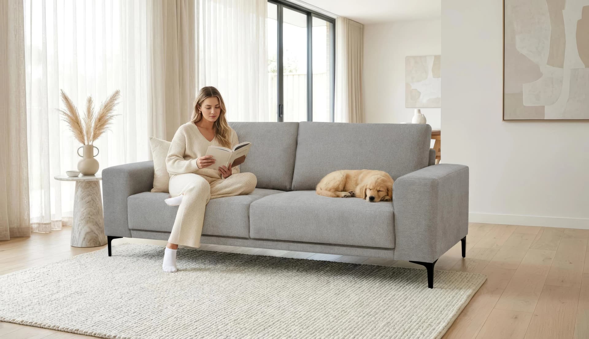 OTTO HOME Xander 3-Sitzer Sofa Dunkelgrau Chenille