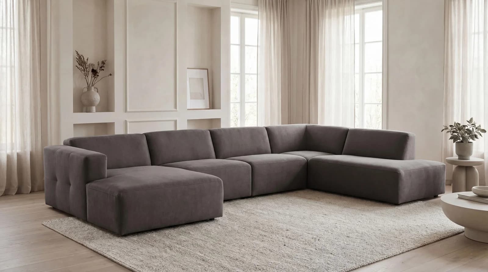 OTTO HOME Kelani Wohnlandschaft Grau Taupe mit Ottomane