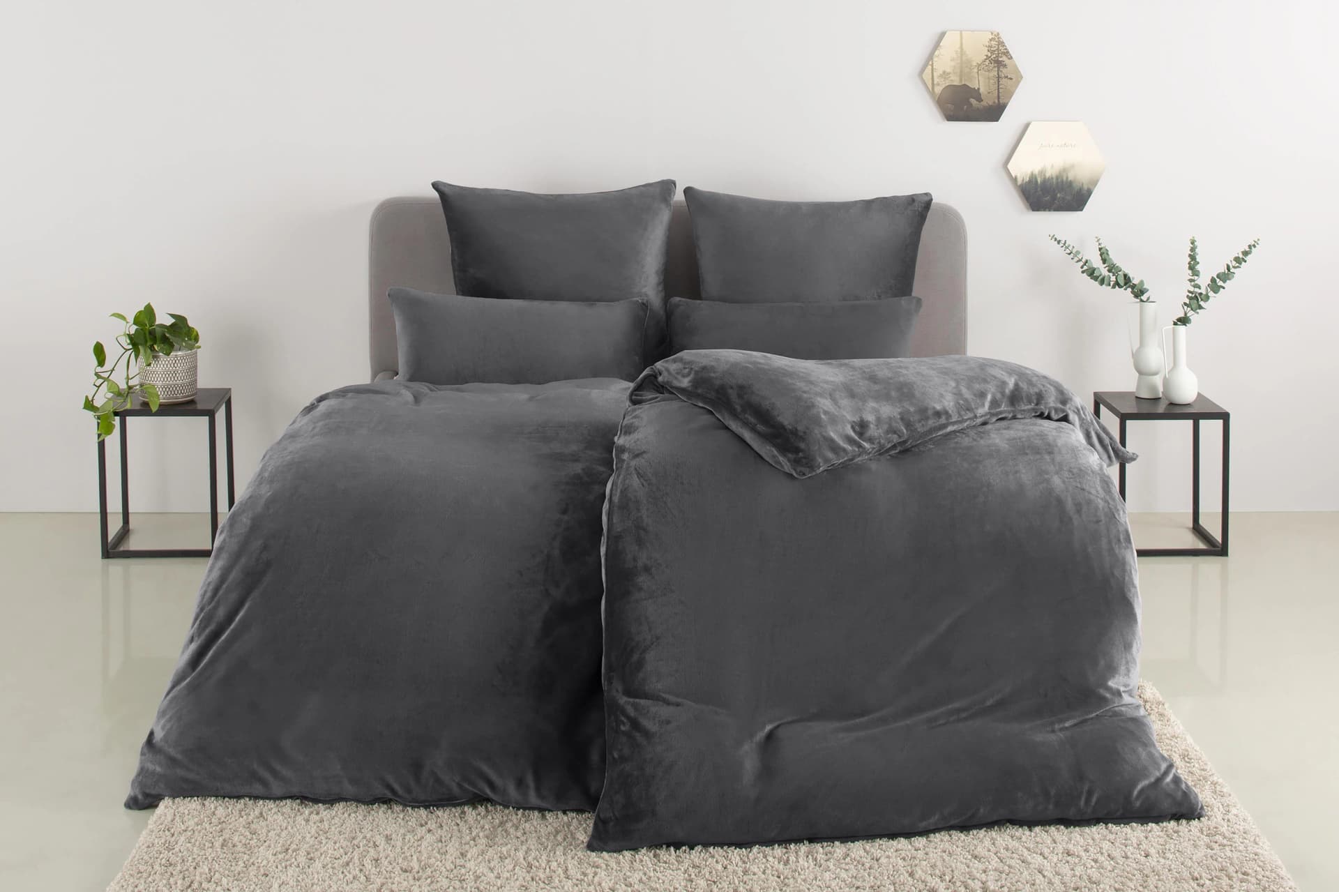 OTTO HOME Bettwäsche Desner3 Beige Grau Microfaser 3-tlg. mit Reißverschluss