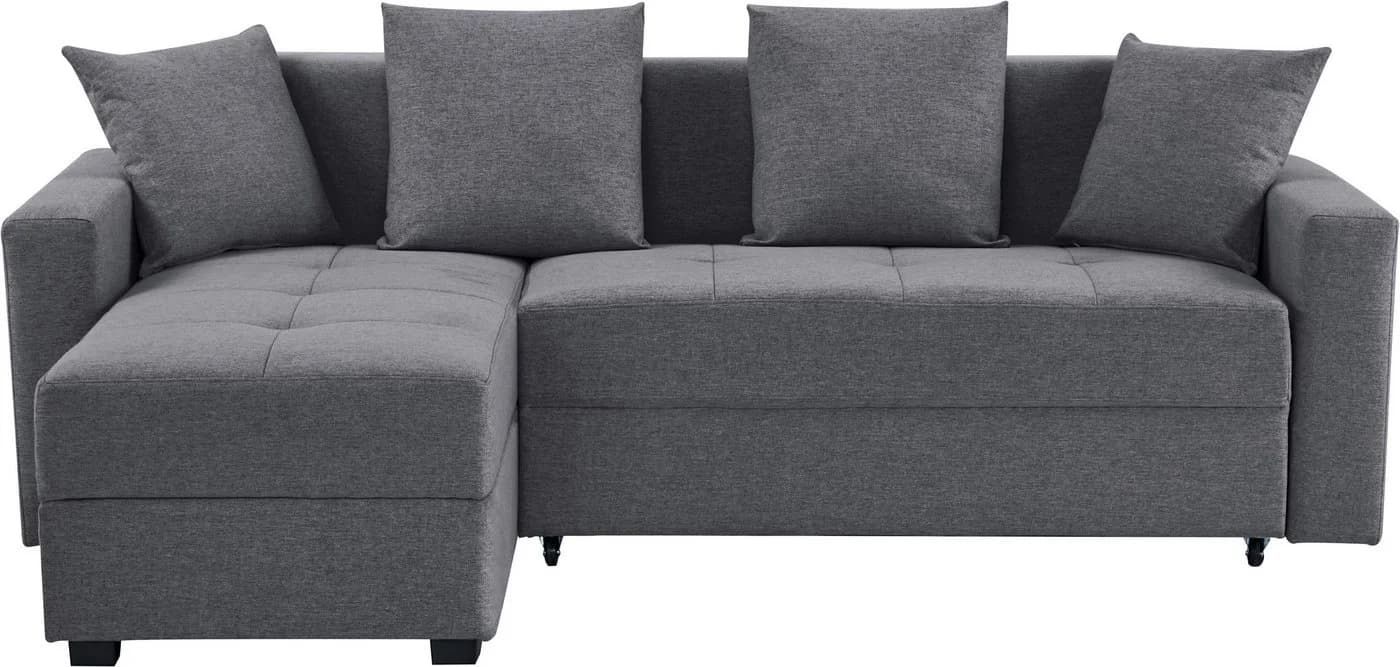 Ecksofa KILLAM L-Form Anthrazit mit Schlaffunktion und Bettkasten