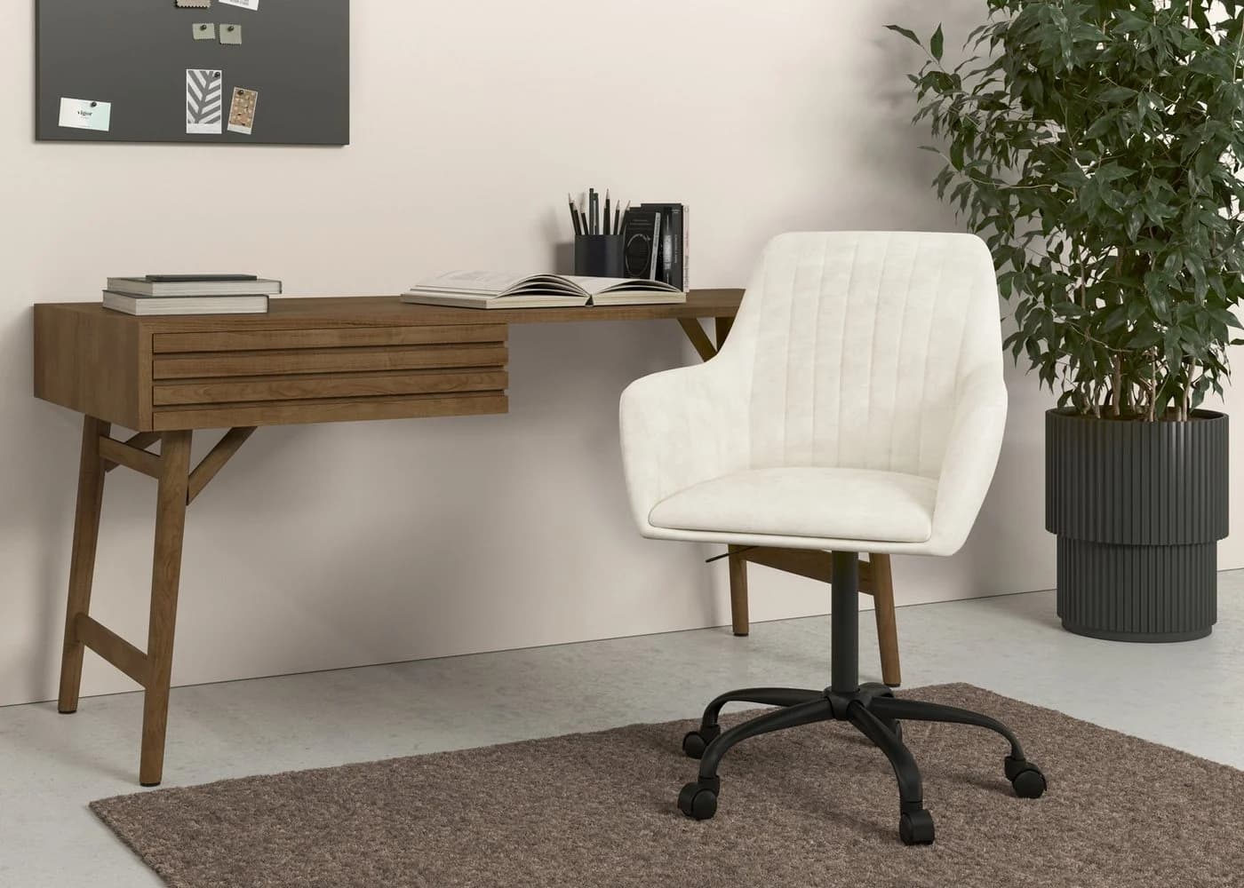 OTTO HOME Bürostuhl Perry2 Creme Schwarz Samt