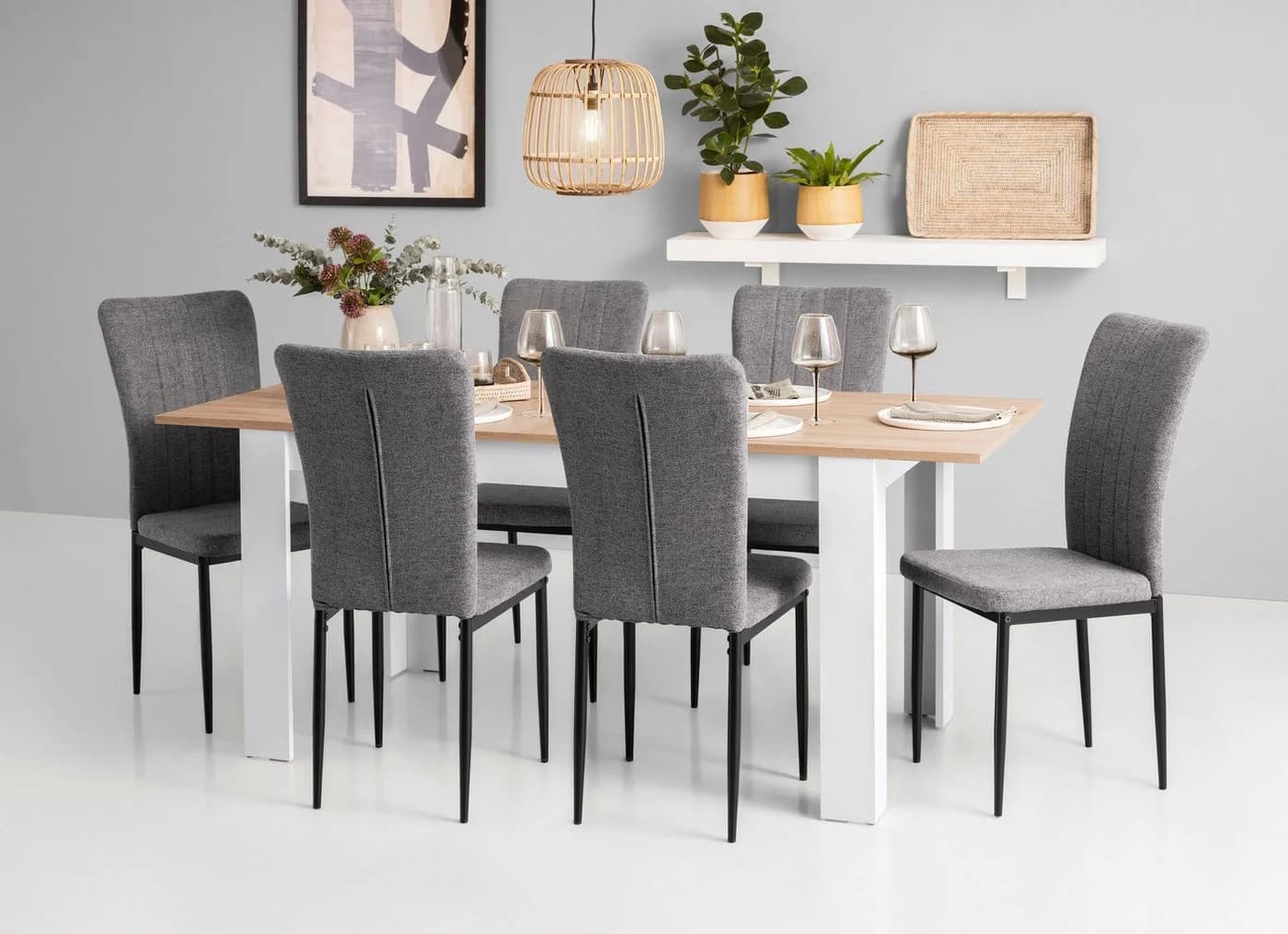 Home Affaire Esstisch Bergamo Weiß Artisan Eiche Ausziehbar