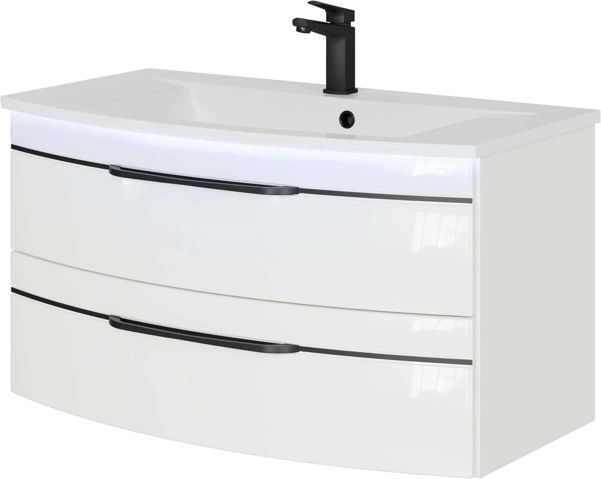 Waschtisch SAPHIR Serie 7045 mit Unterschrank Weiß Hochglanz