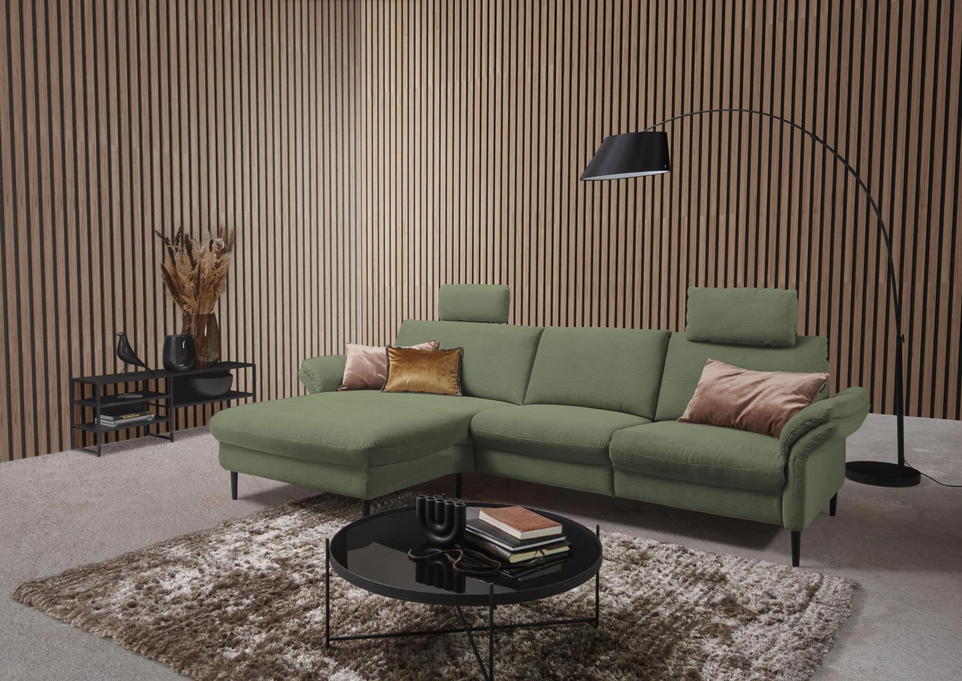 Home affaire Ecksofa Sarsina L-Form Relaxgrün
