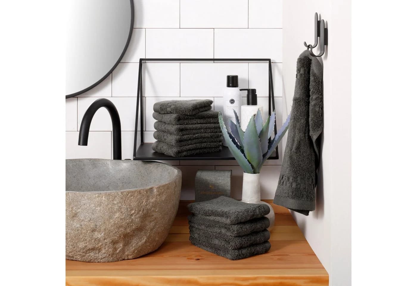 OTTO HOME Waschlappen Set 10-tlg. Anthrazit Frottier 30x30cm