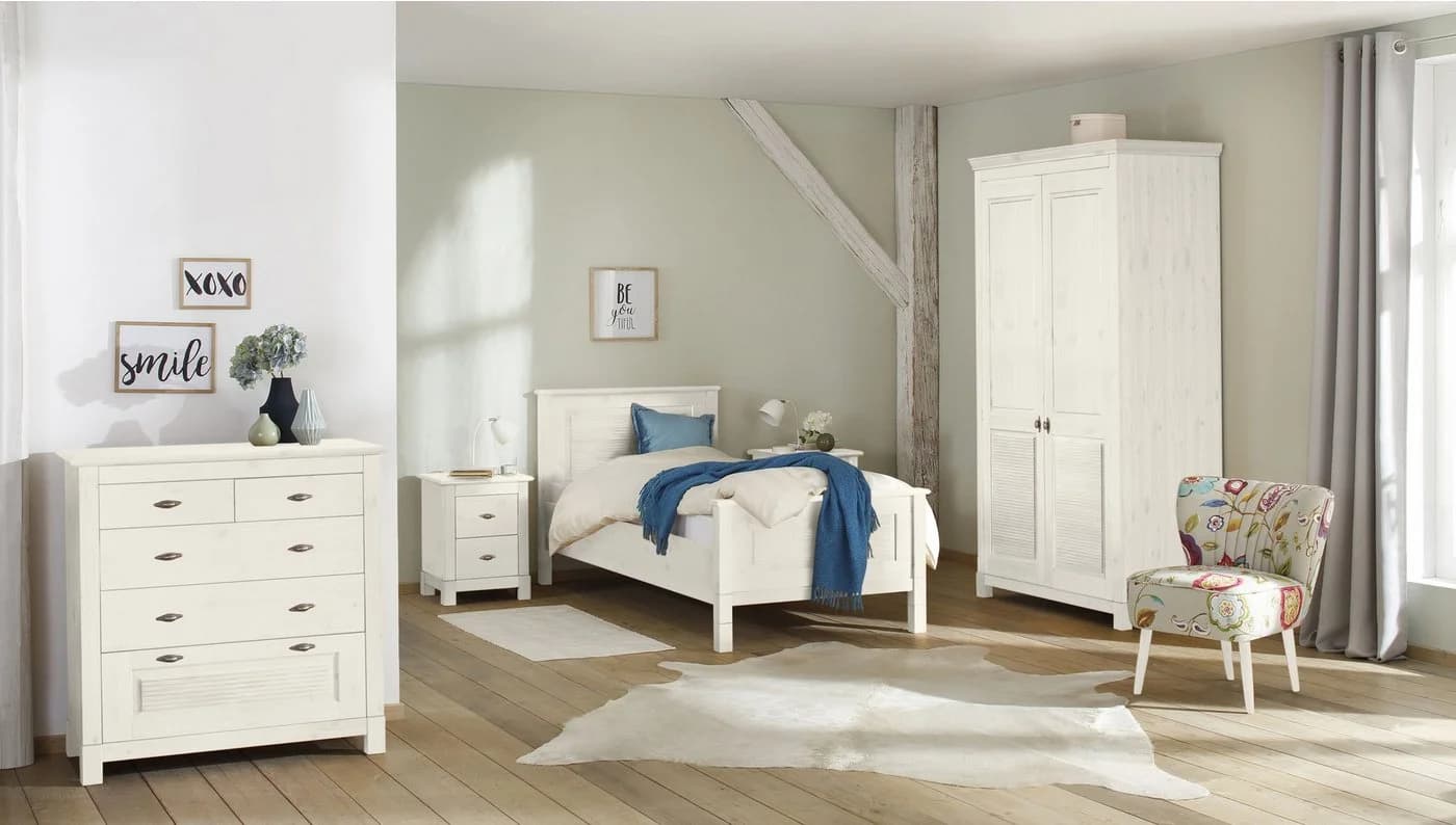 OTTO HOME Rauna Schubkastenkommode Weiß Massivkiefer 5 Schubladen