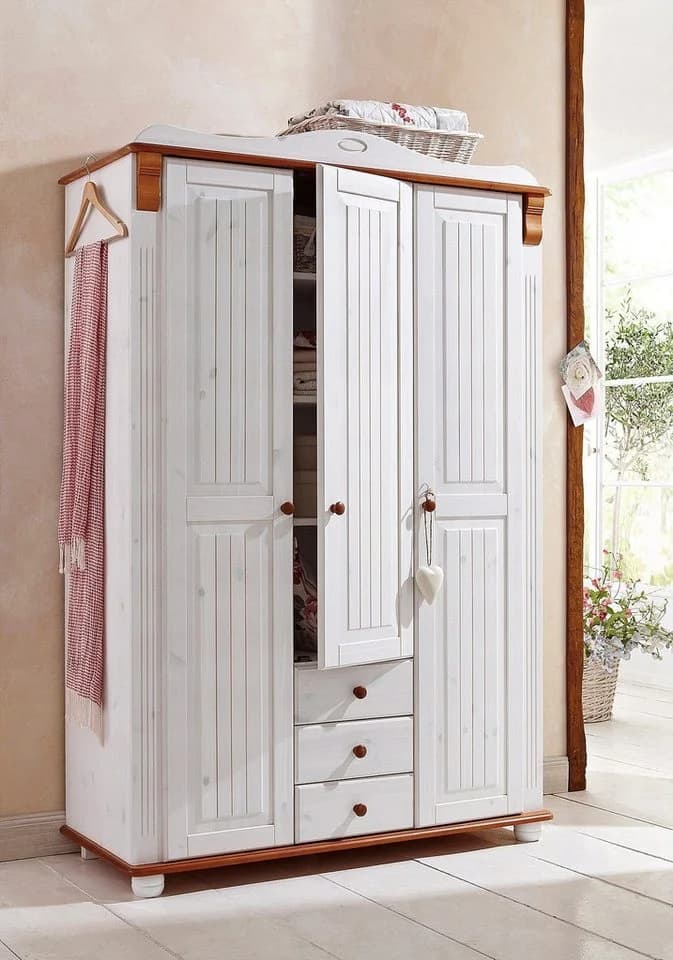 OTTO HOME Kleiderschrank Adele Weiß Massivholz Kiefer