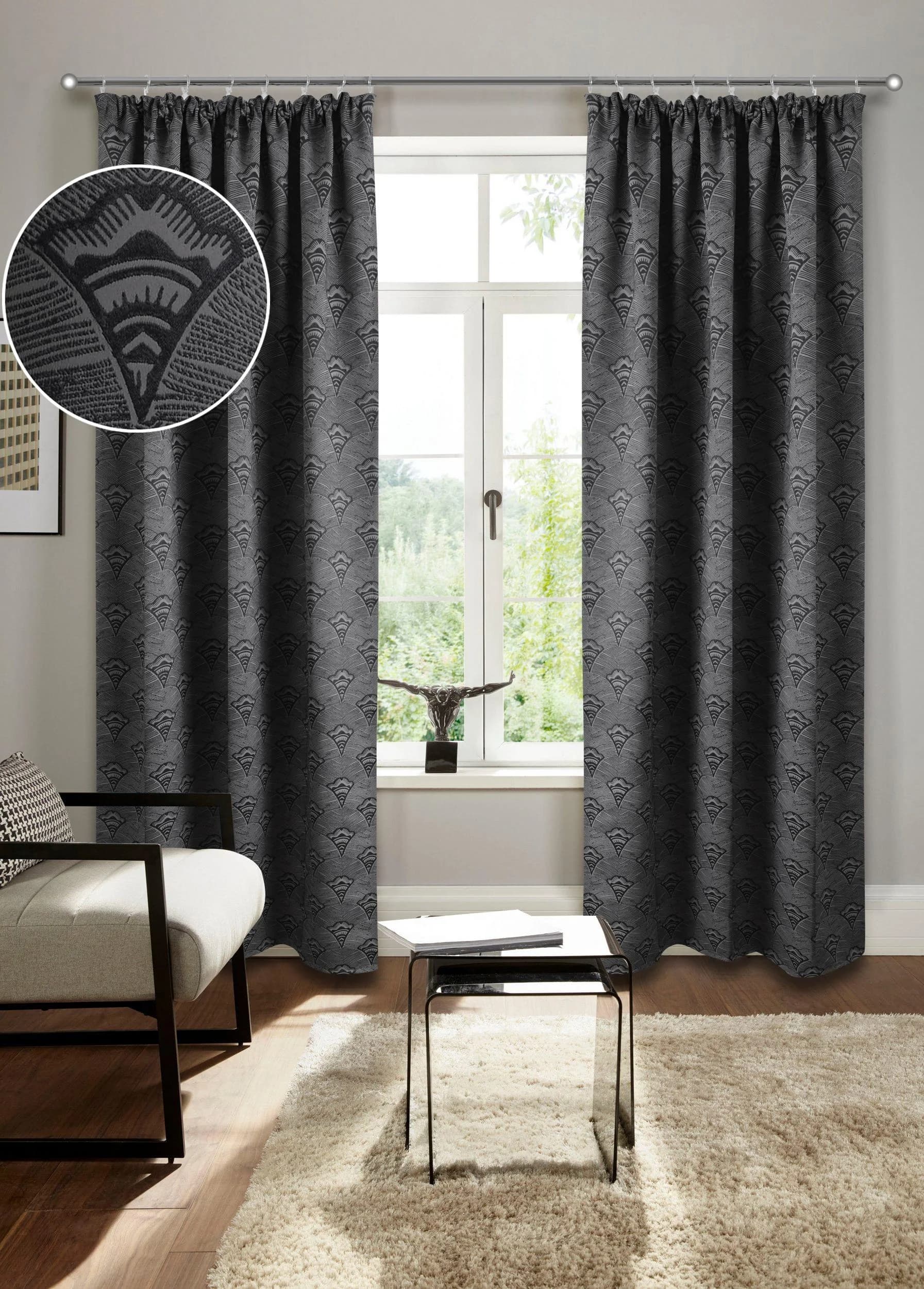 Verdunkelungsvorhang Bruno Banani Alessio Anthrazit Jacquard