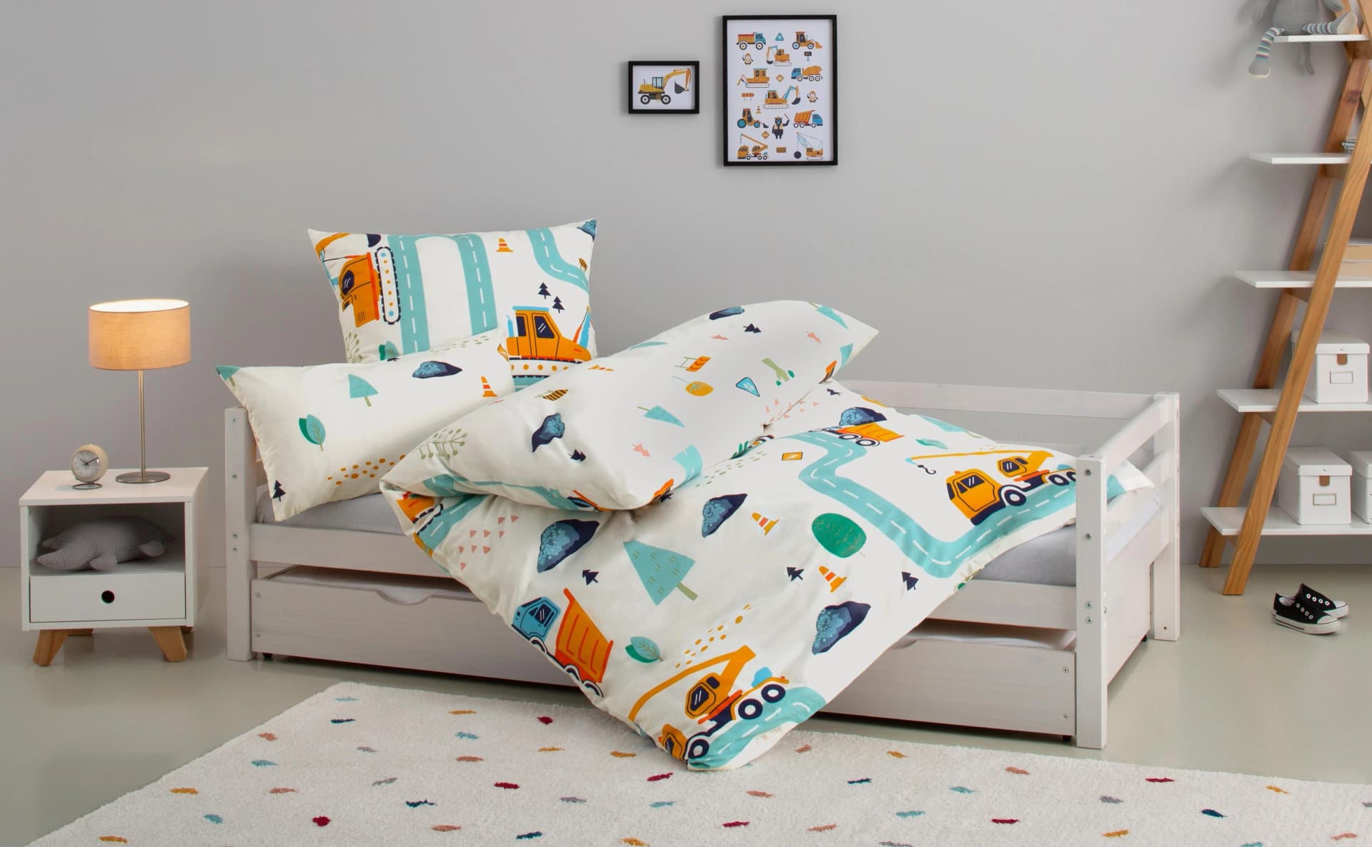 OTTO HOME Kinderbettwäsche CUDDLEE Baustelle Biber 135x200cm