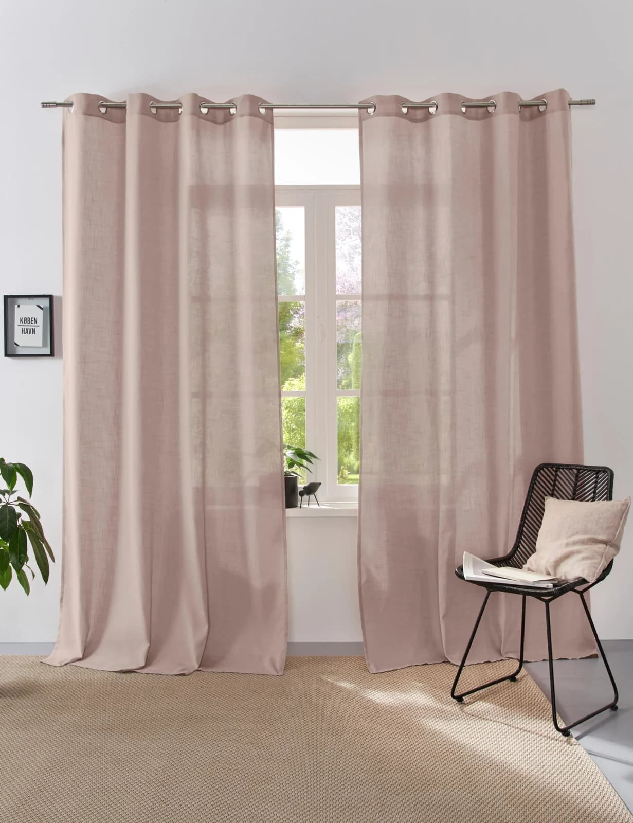 Home Affaire Vorhang Linsdorf Taupe Leinenstruktur Halbtransparent