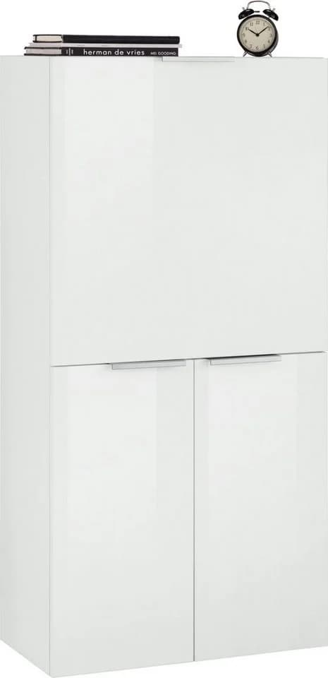 HOME AFFAIRE Sekretär Dalia Weiß Hochglanz PC-Schrank Modern
