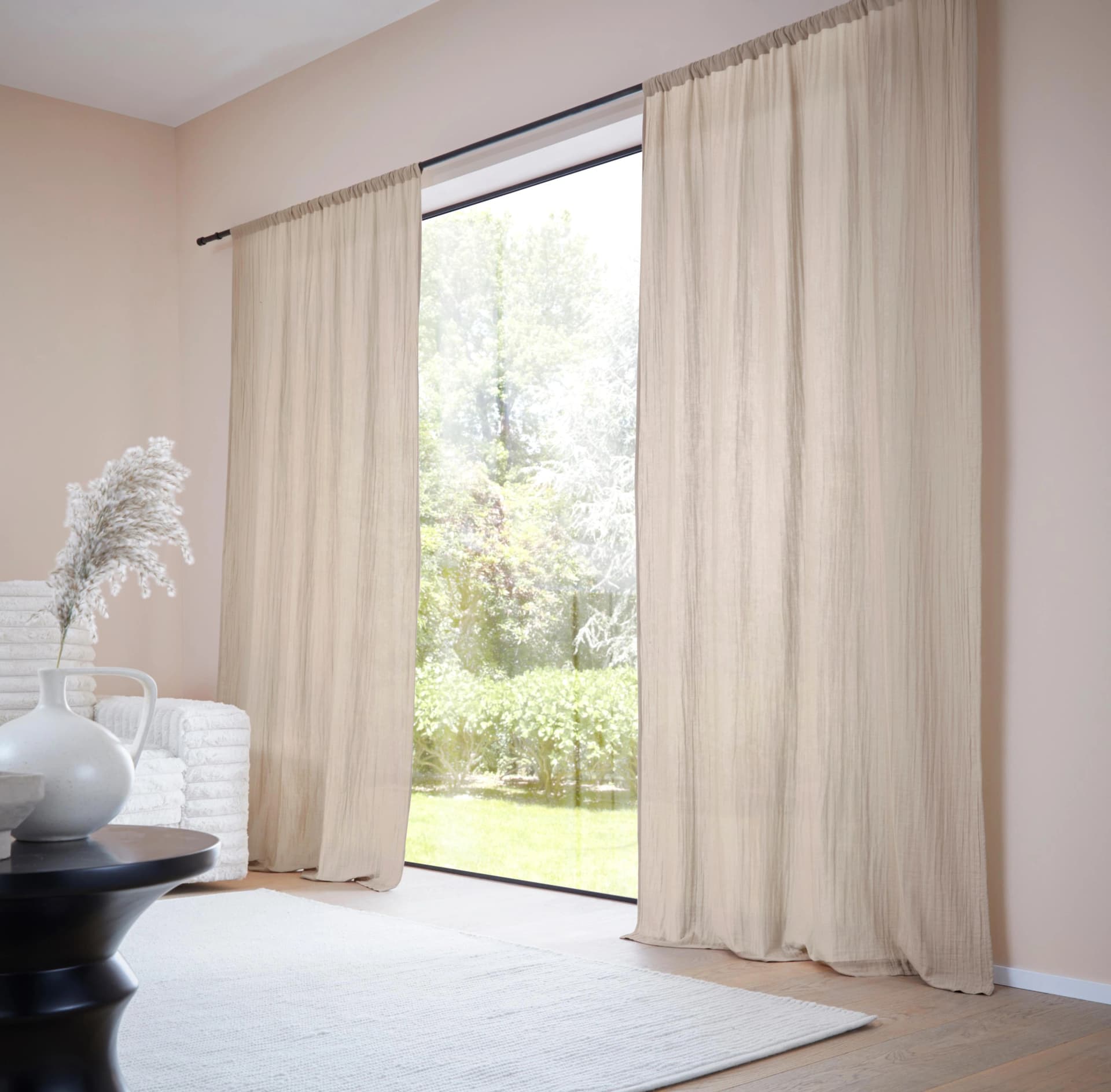 Gardine Hevin Musselin Vorhang Blickdichte Gardine Taupe Baumwolle LeGer Home by Lena Gercke