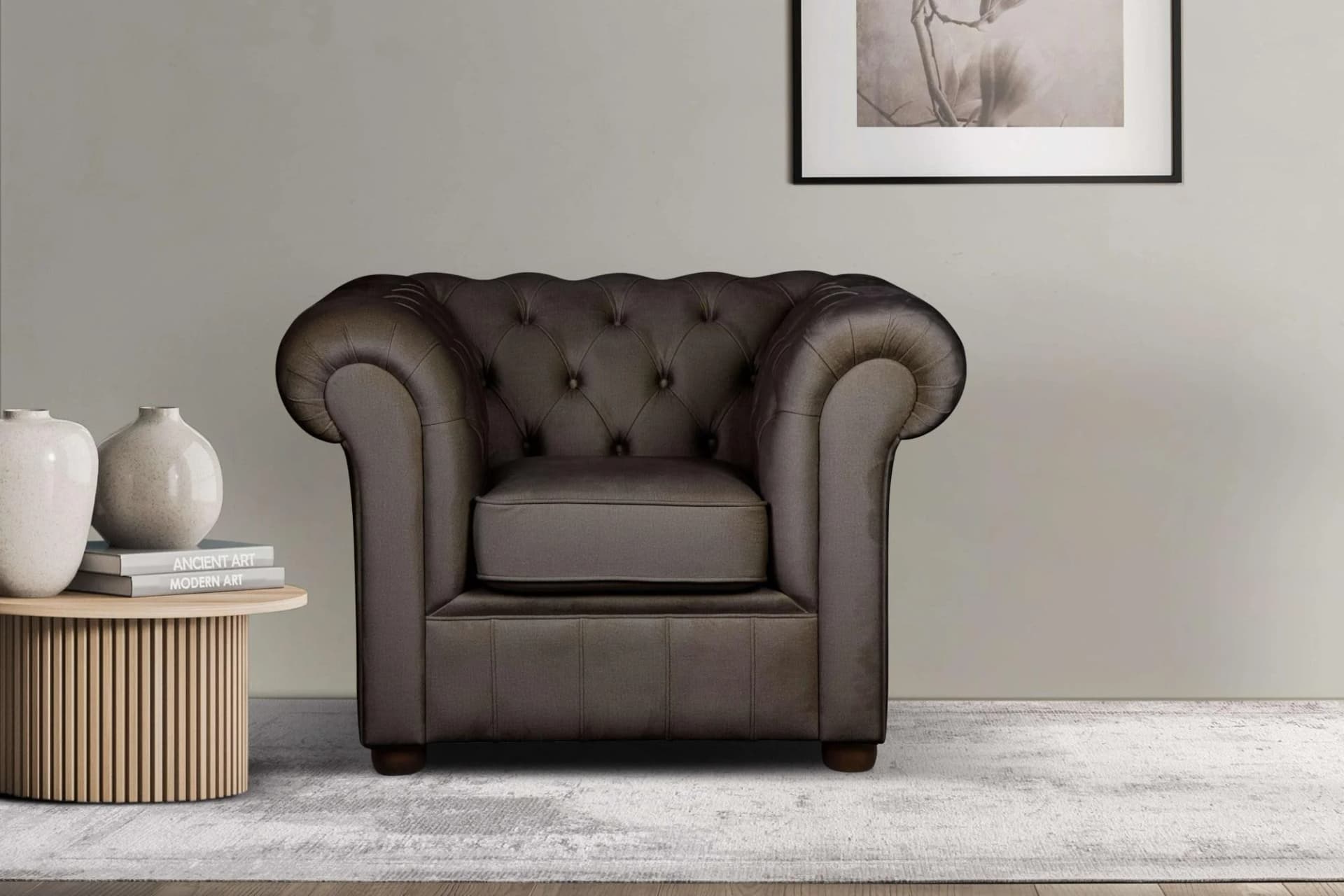 Home Affaire Sessel CHARENTE Chesterfield Braun Samtvelours