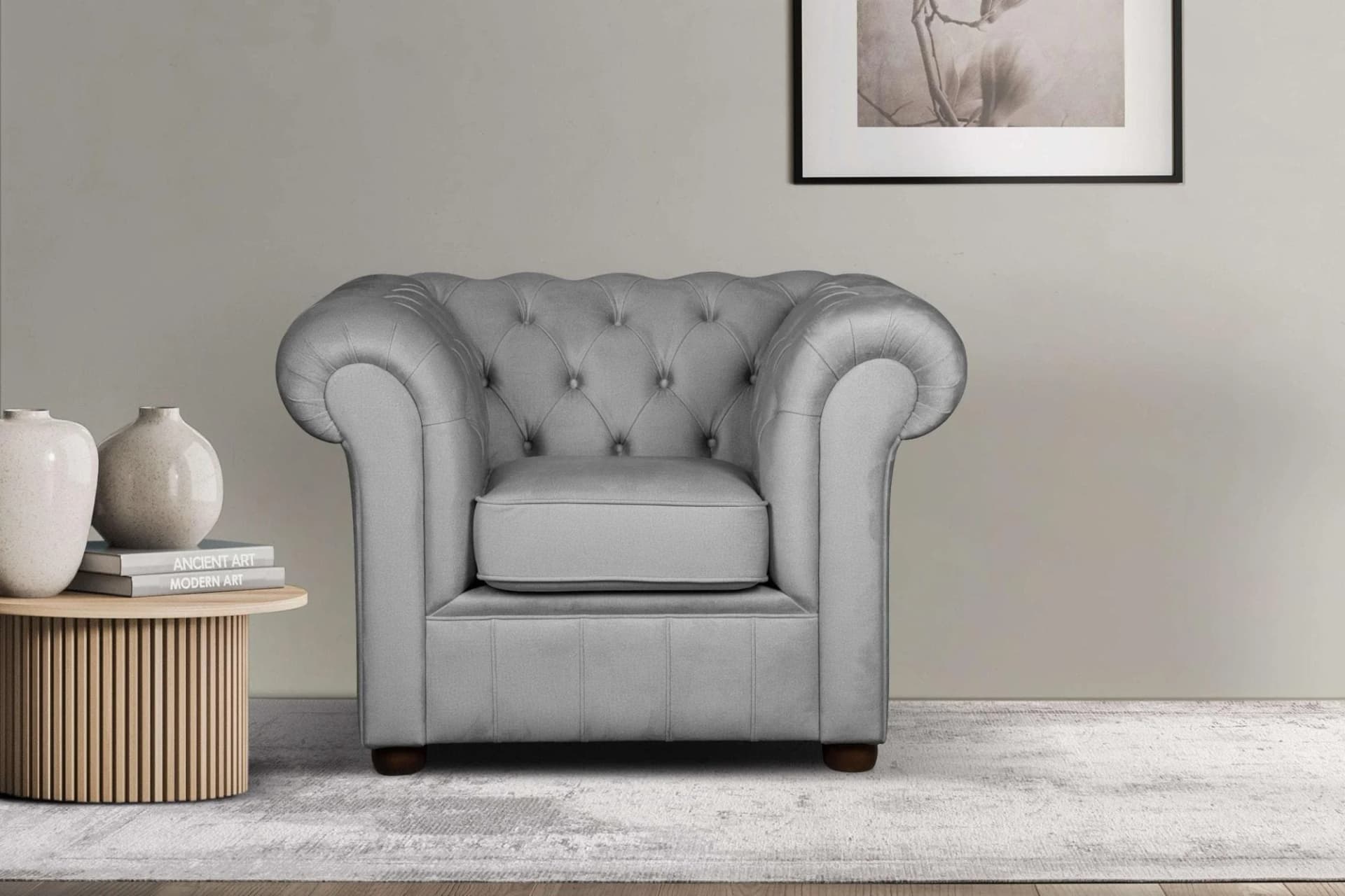 Home Affaire Sessel CHARENTE Chesterfield Grau Samtvelours