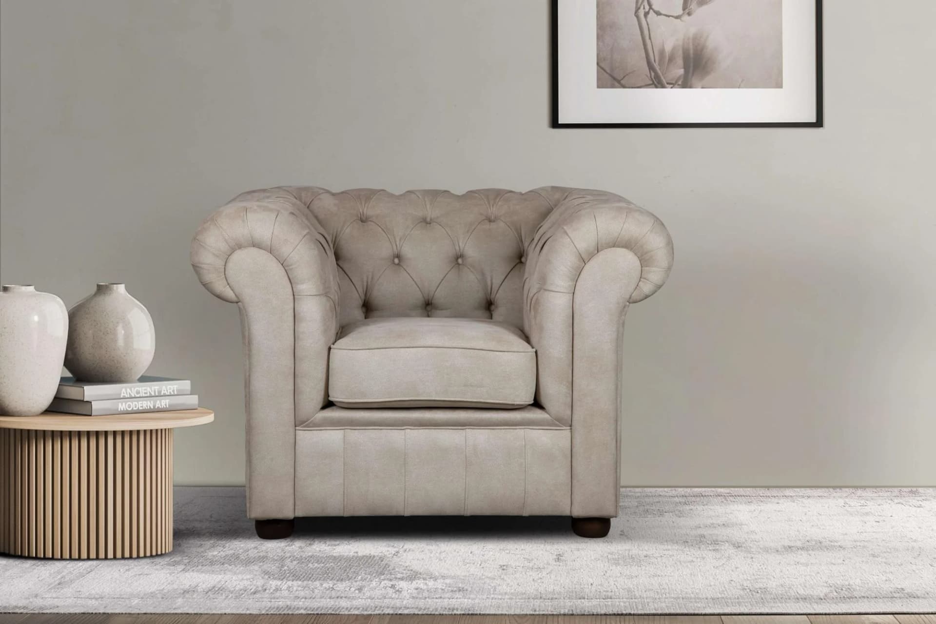 Home Affaire Sessel CHARENTE Chesterfield Creme Polyester