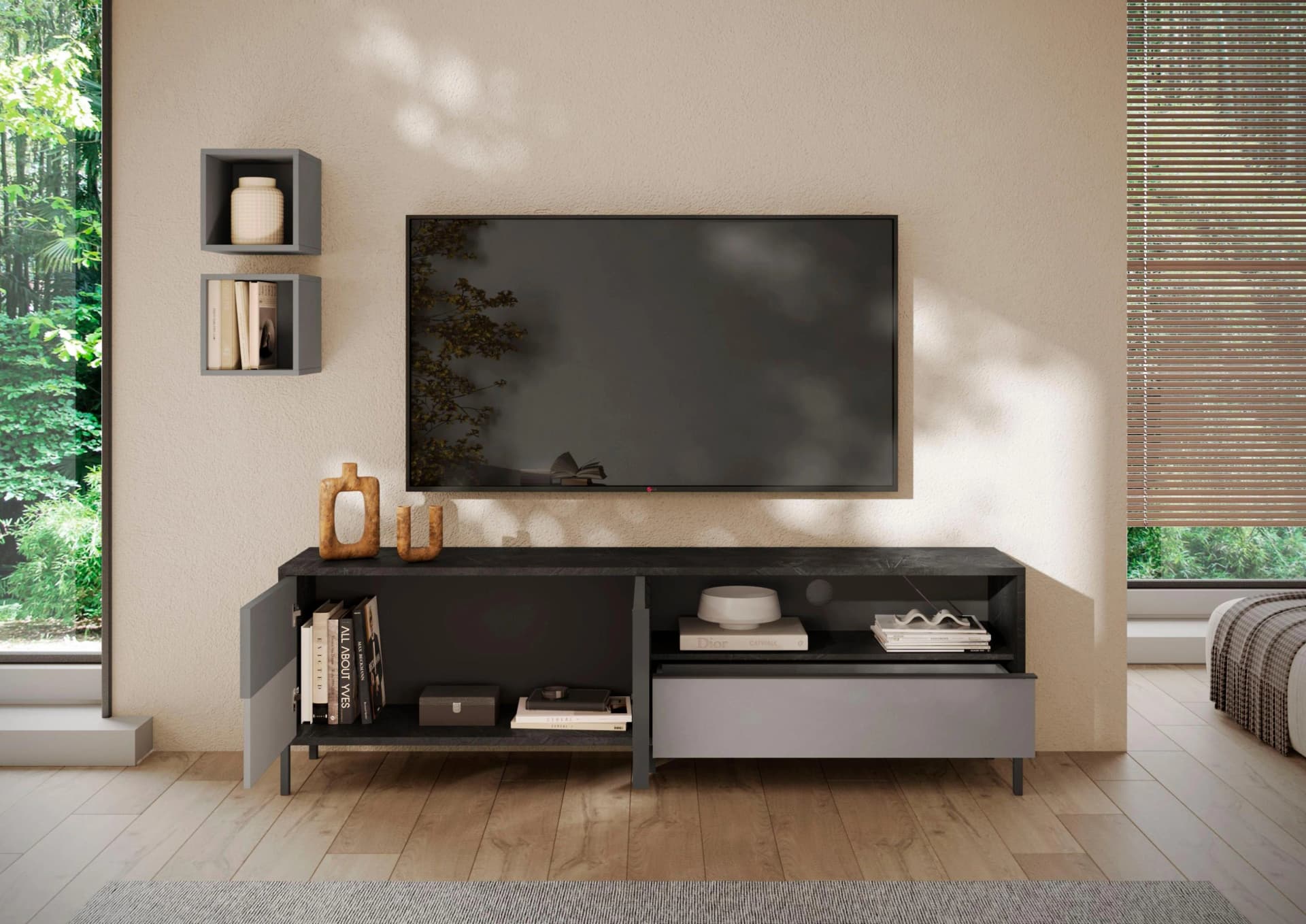 INOSIGN Lowboard Everest Breite 206 cm TV-Board mit 2 Türen u. 1 Schubkasten