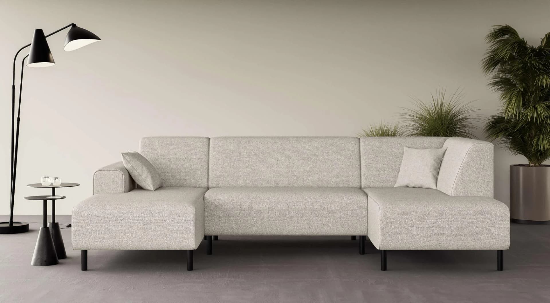 HOME AFFAIRE Wohnlandschaft ARROS U-Form Beige mit Recamiere