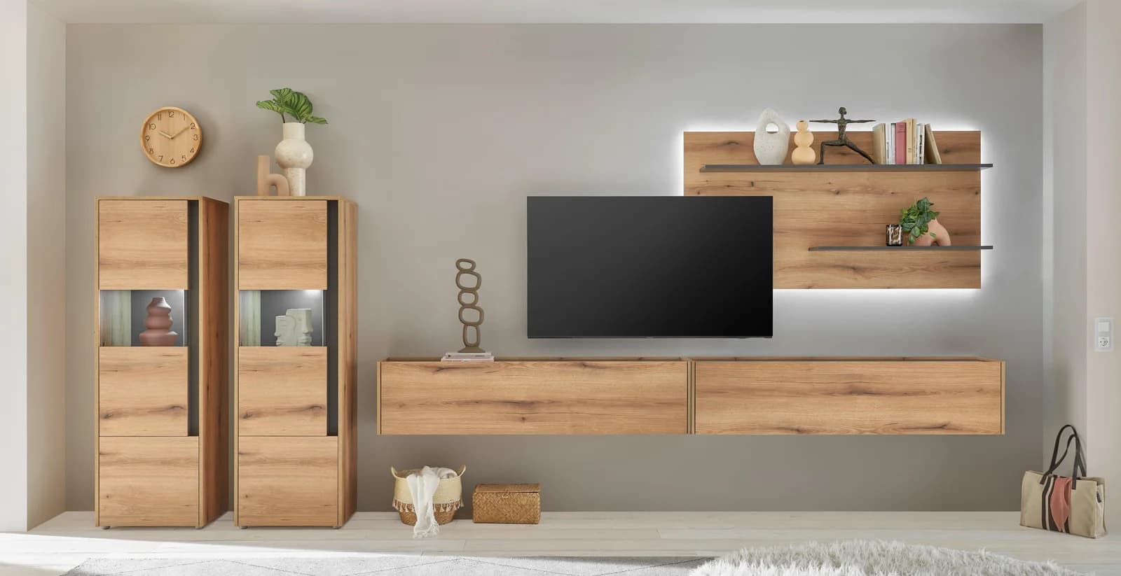 Home Affaire Wohnwand City/Giron Set Braun Holzwerkstoff