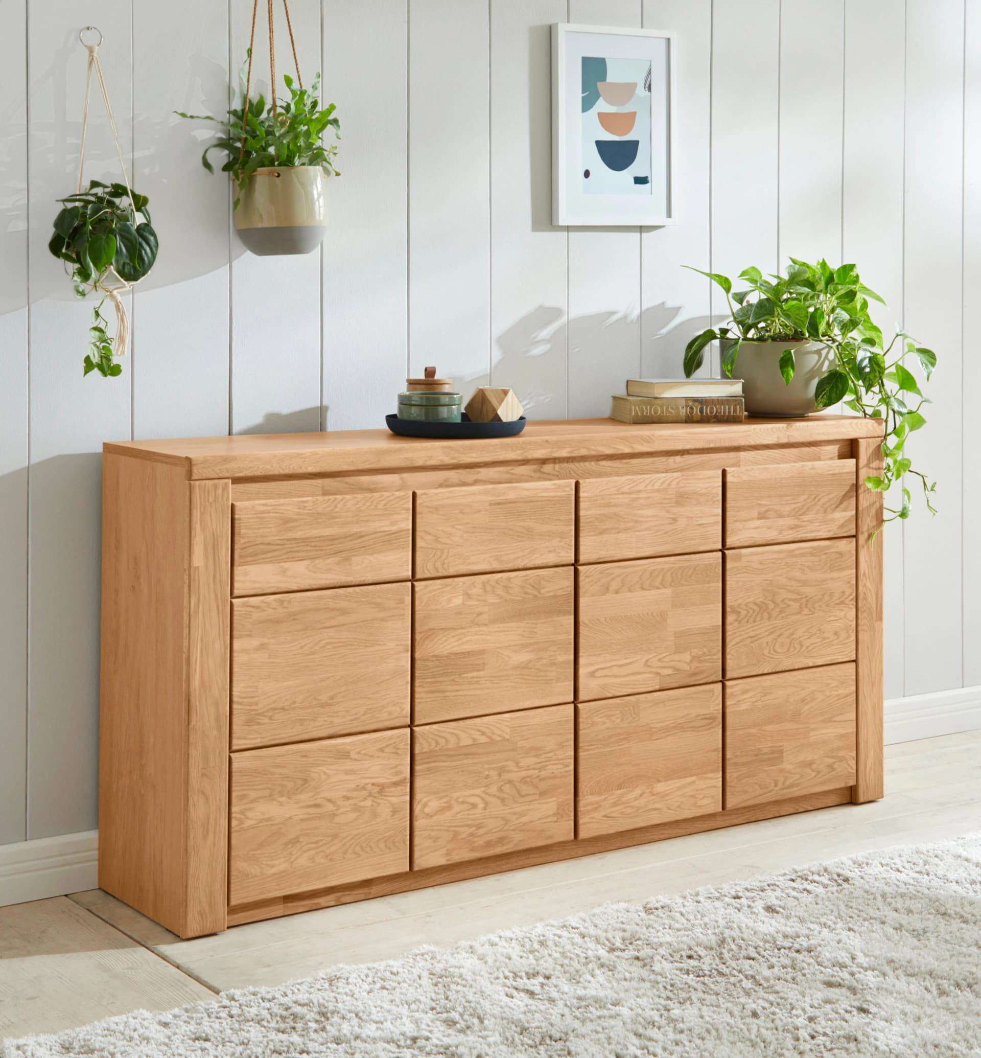 OTTO HOME Sideboard Burani Eiche teilmassiv Grifflose Optik