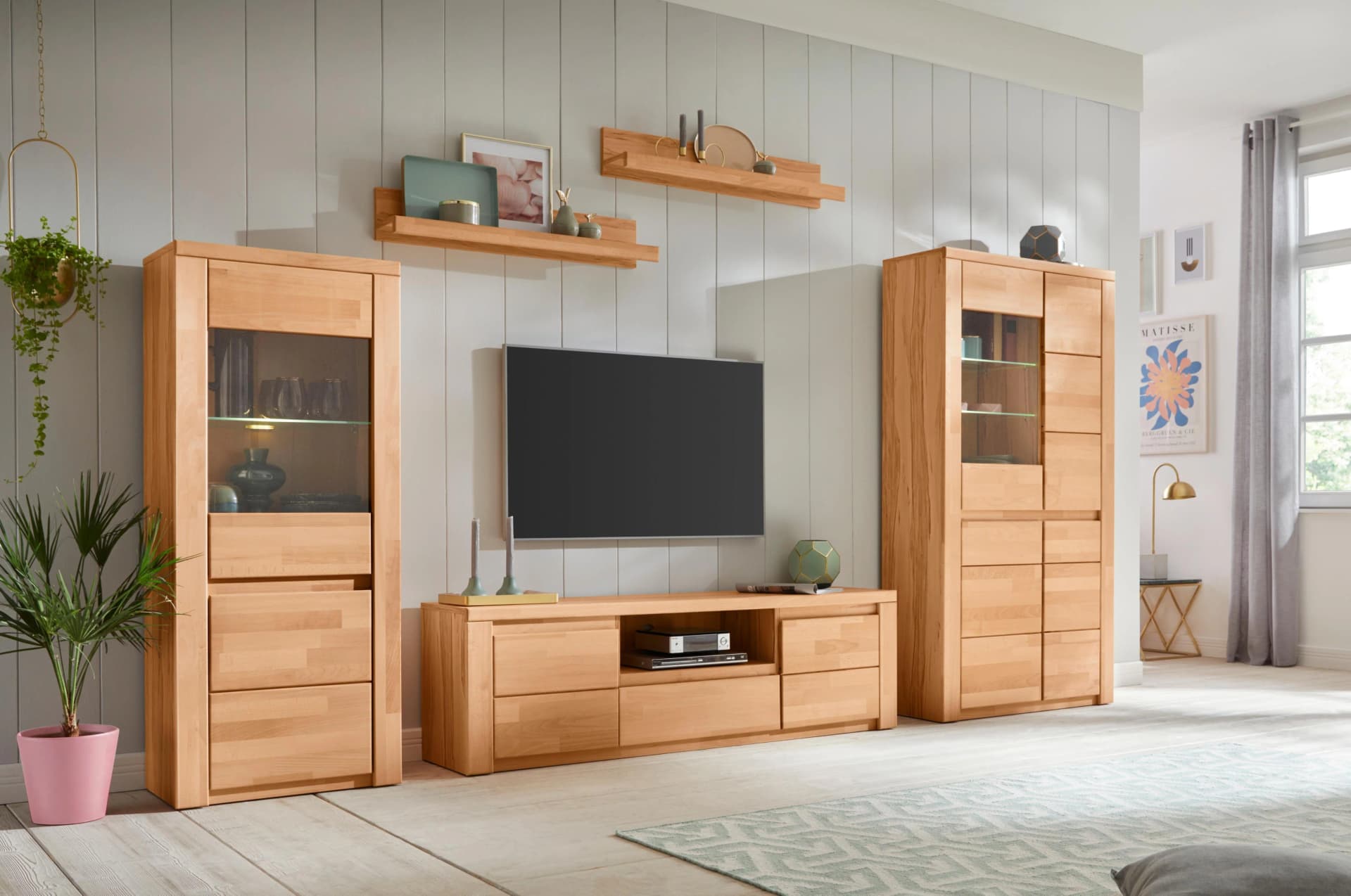 Wohnwand OTTO HOME Burani Beige Kernbuche Teilmassiv