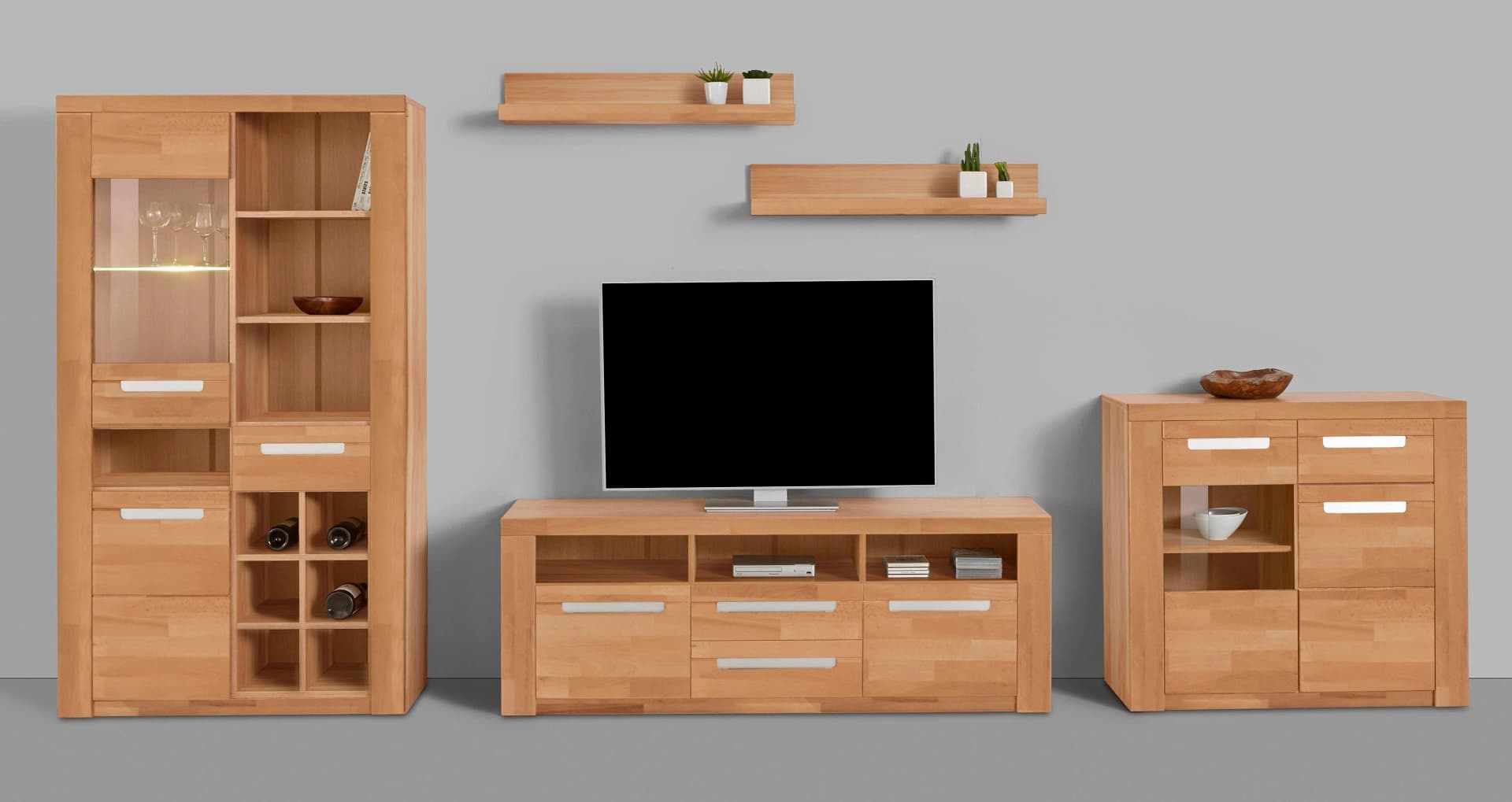OTTO HOME Wohnwand Kolding Beige Teilmassiv Set