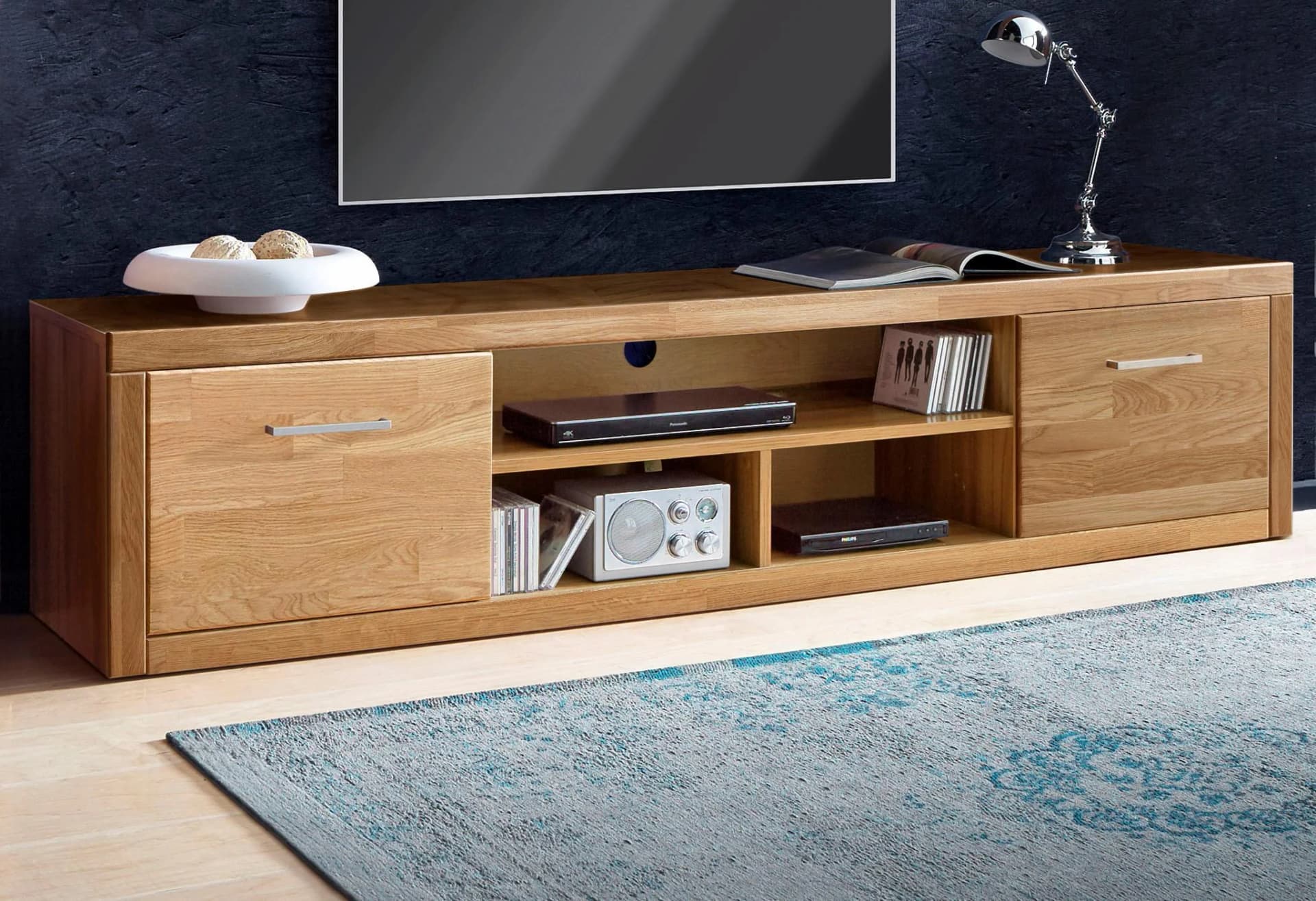 OTTO home Lowboard Logo Massivholz Kabeldurchführung