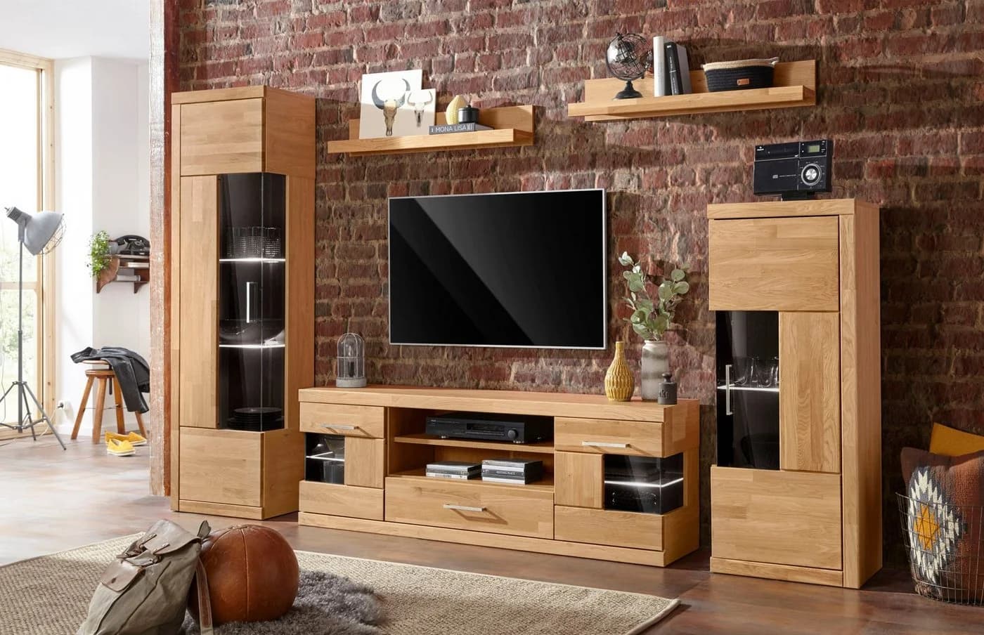 OTTO HOME Wohnwand Ribe Set 5-teilig Eiche teilmassiv