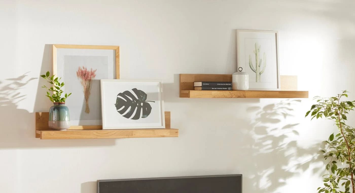 OTTO HOME Wandregal Silkeborg Eiche teilmassiv 2er-Set