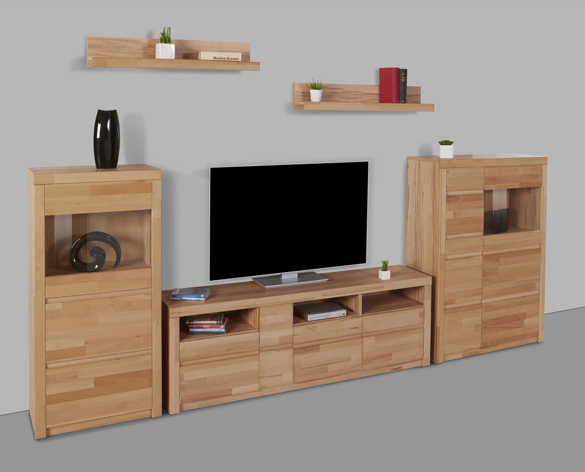 OTTO HOME Wohnwand Silkeborg Beige Teilmassiv Grifflos