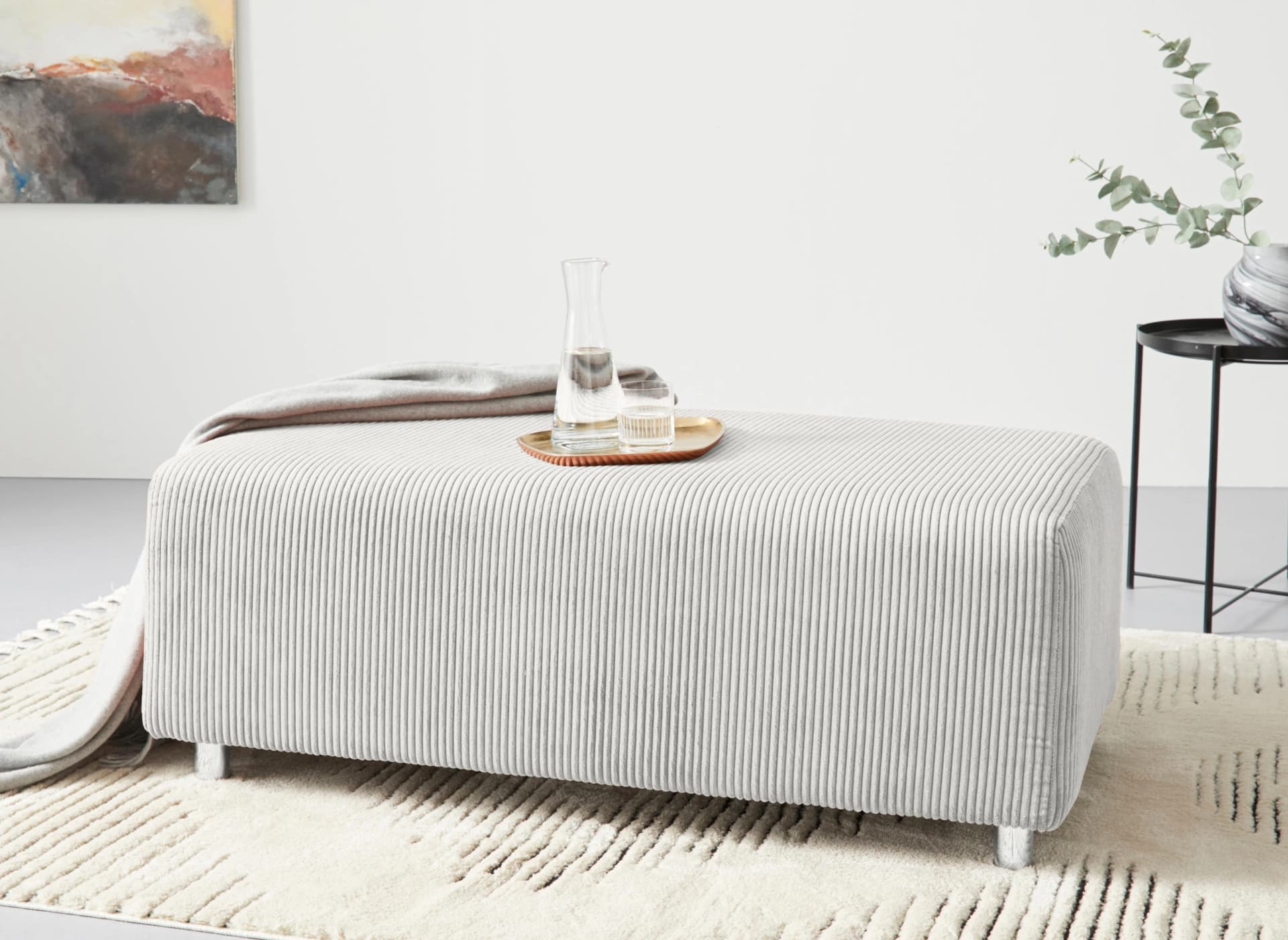 HOME AFFAIRE Polsterhocker Györ Creme Cord