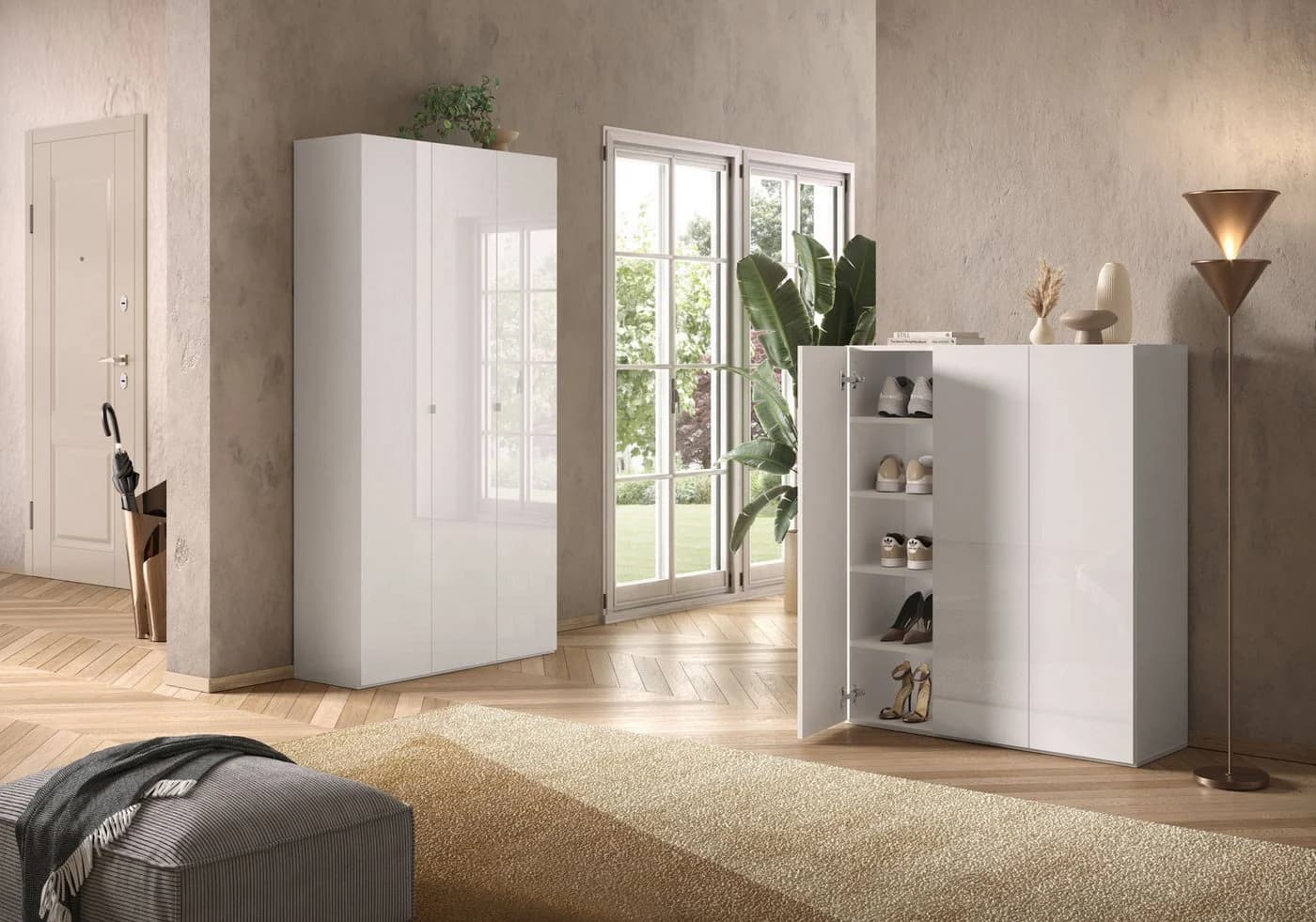 OTTO HOME Schuhschrank SMILE Weiß Hochglanz 95x184cm