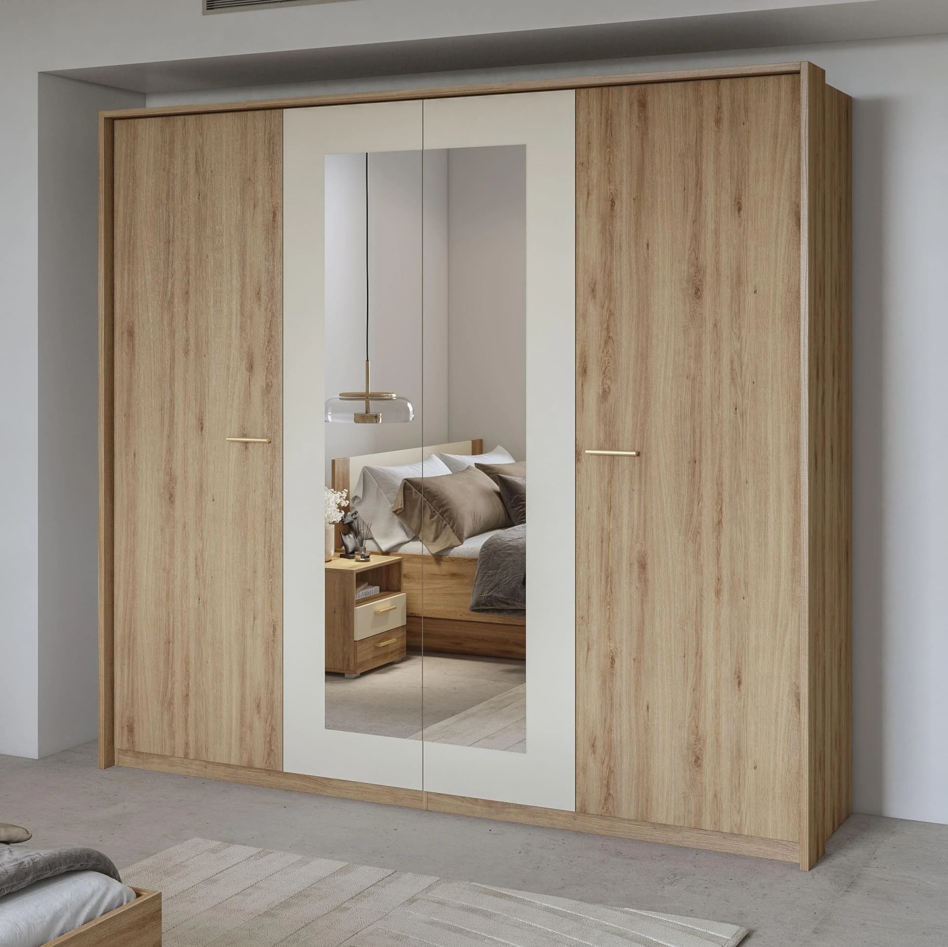 Home Affaire Kleiderschrank Bitry mit Spiegeltüren und Innenausstattung Beige