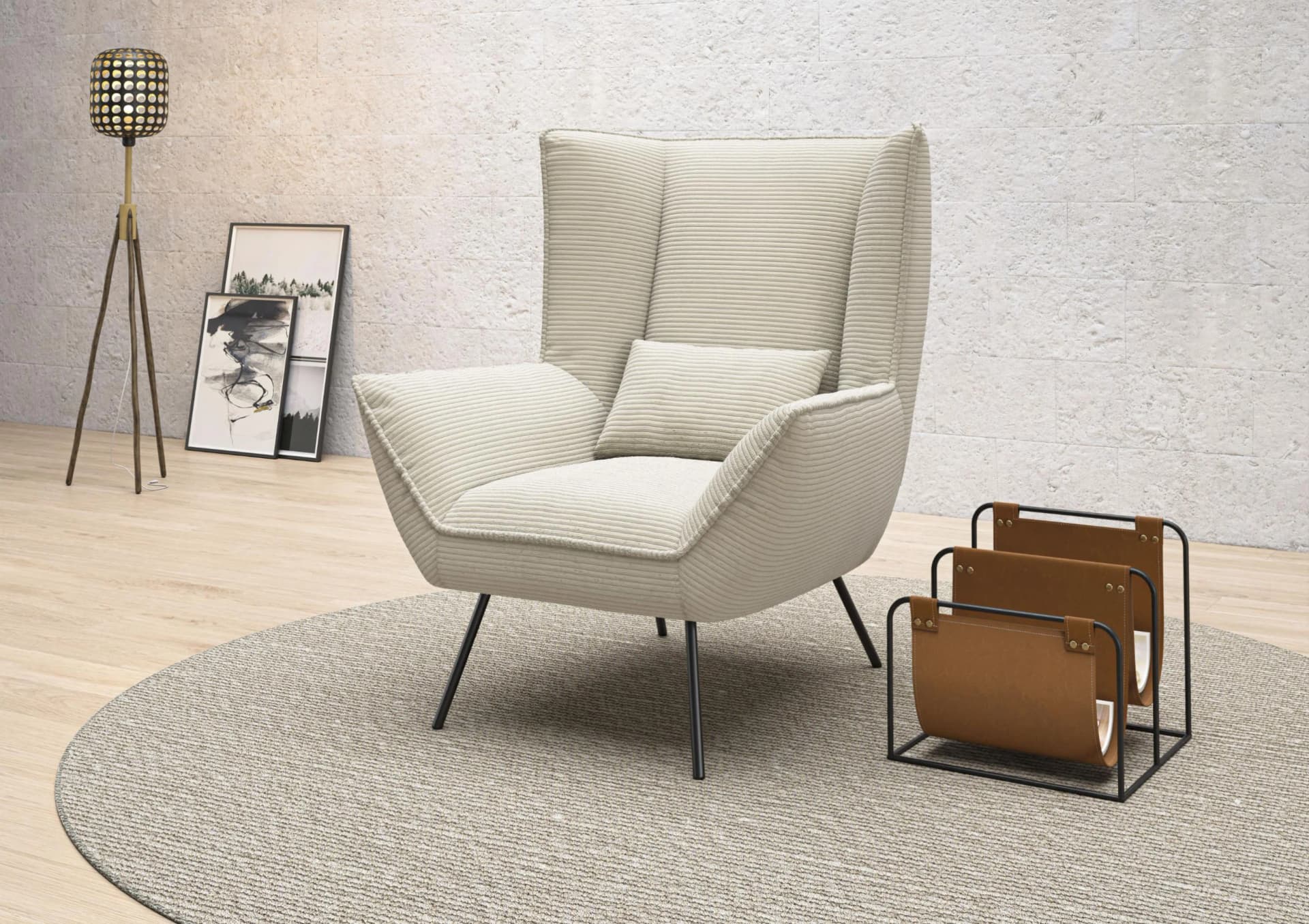 HOME AFFAIRE Kilrea Relaxsessel Ohrensessel Beige Extra Hohe Rückenlehne