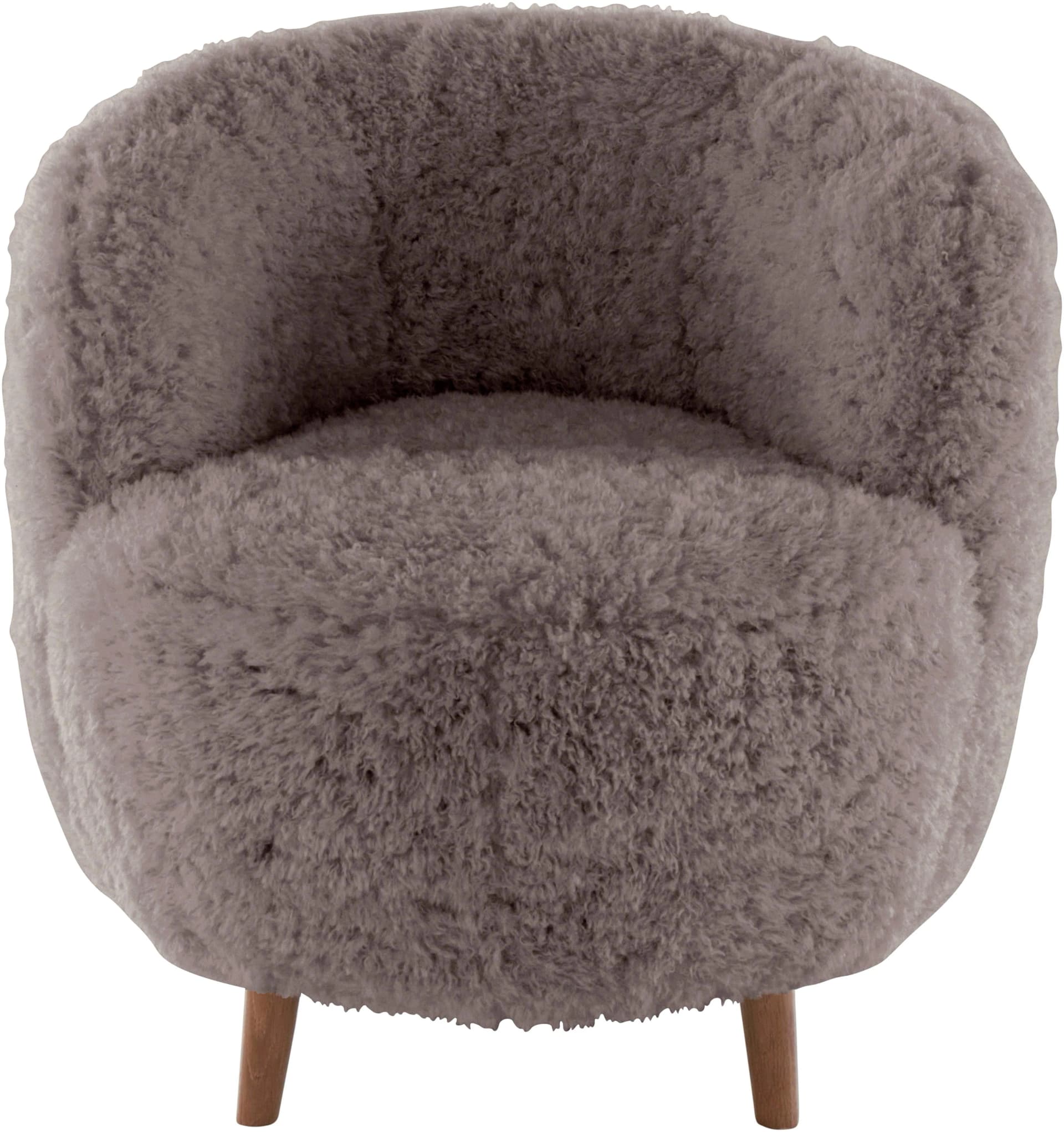 LeGer Home Sessel Neeltje Taupe Fellimitat Runder Cocktailsessel