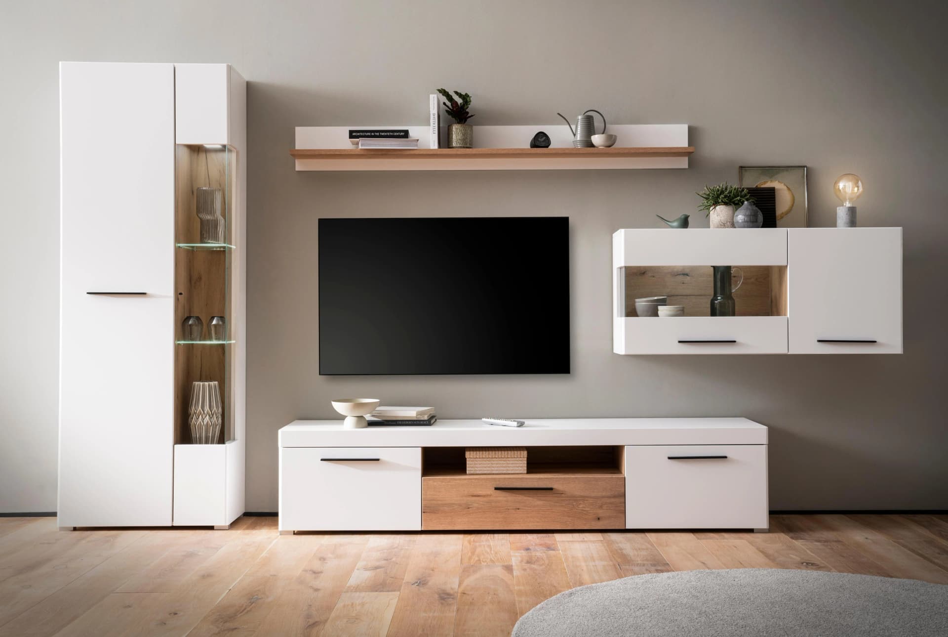 Home Affaire Wohnwand Salerno Weiß Eiche 327cm