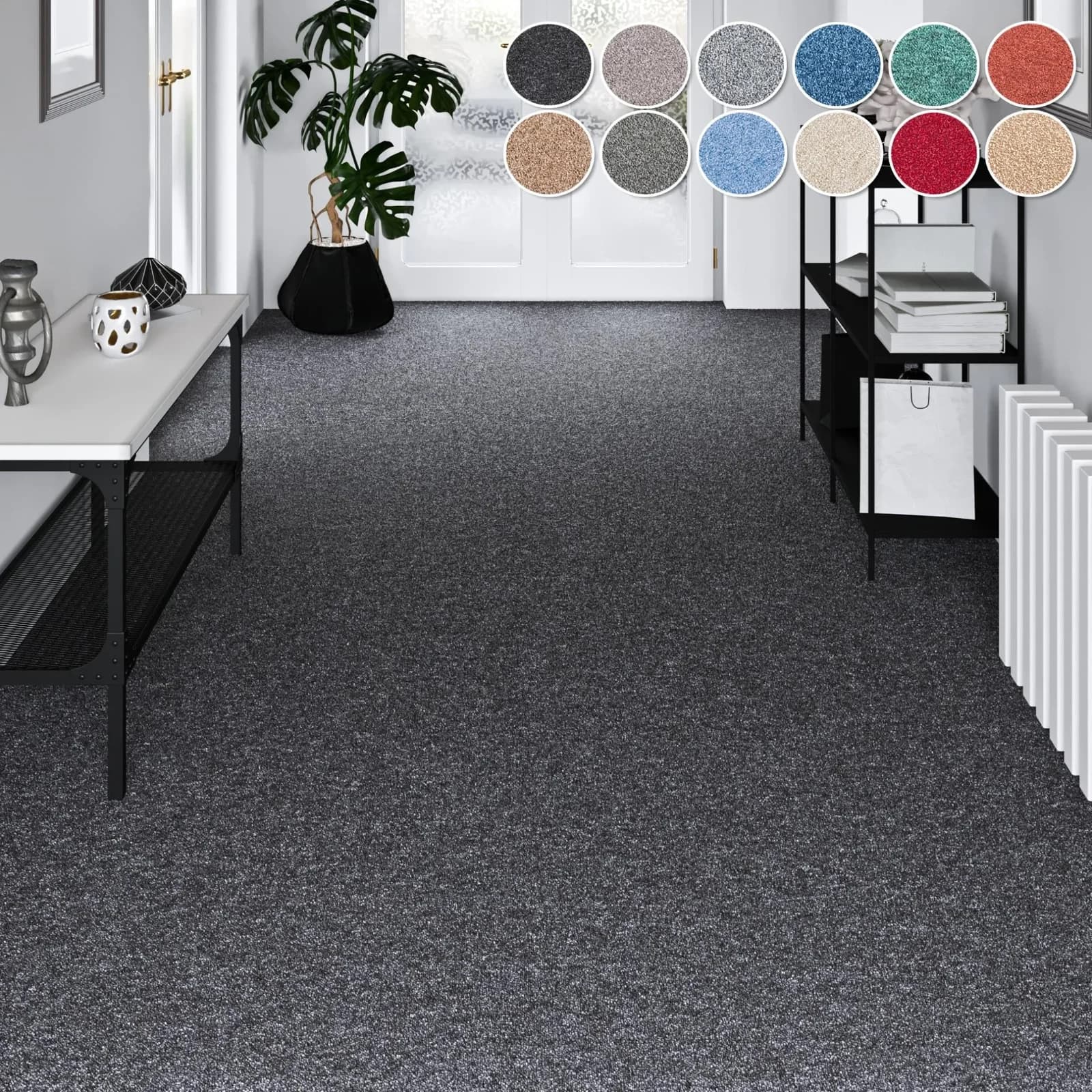 MY HOME Teppichboden Fortis Schlinge Grau Schwarz 400x350 cm