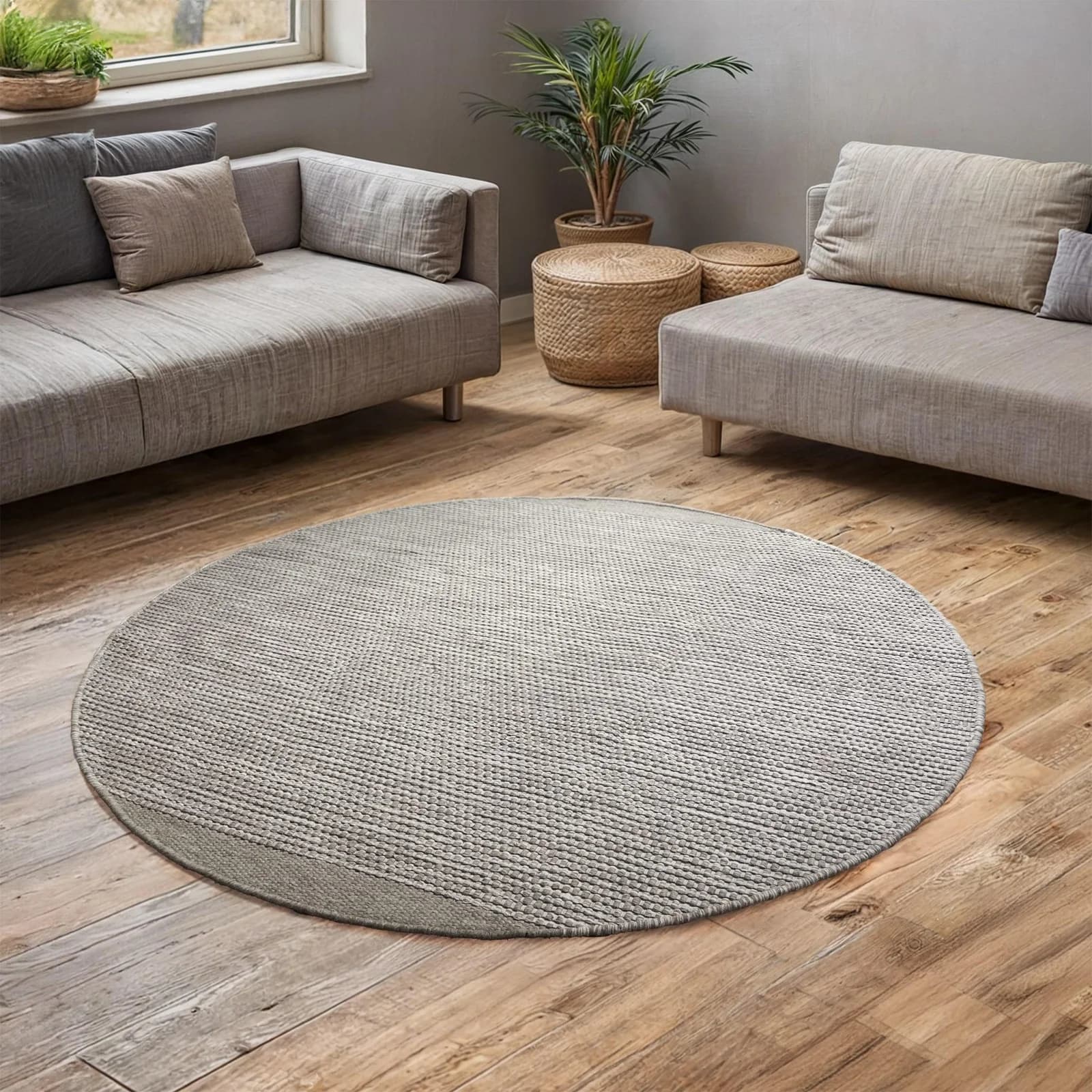 OTTO home Wollteppich Odenne Rund Meliert Wolle Wohnzimmer