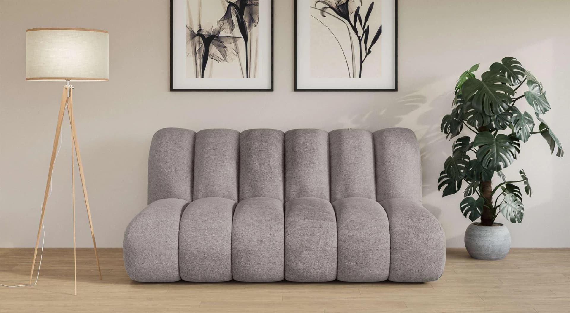 2,5-Sitzer Priya Designersofa, grau, Chenilleoptik, LeGer Home by Lena Gercke