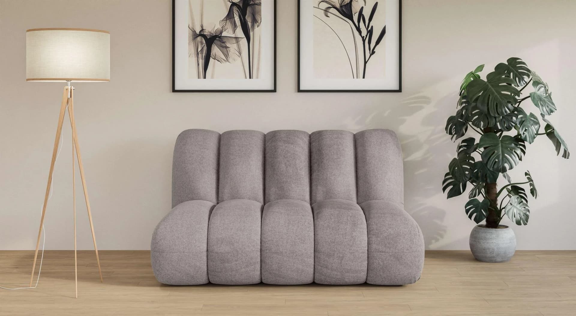 LeGer Home Priya 2-Sitzer Sofa Taupe Modern Steppung