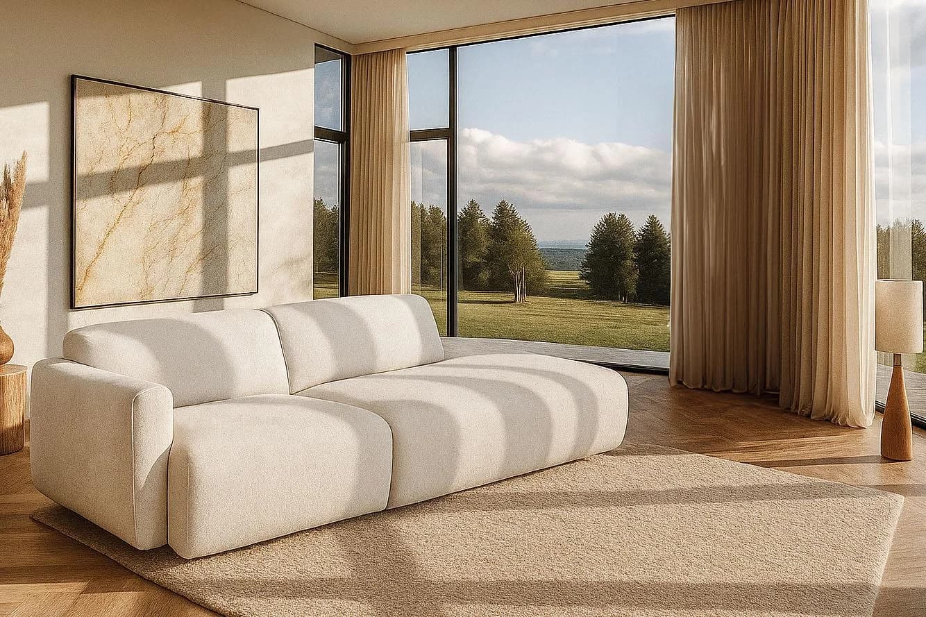 HOME AFFAIRE Myrland Kompaktsofa 2-Sitzer Beige Chenille Easy Clean