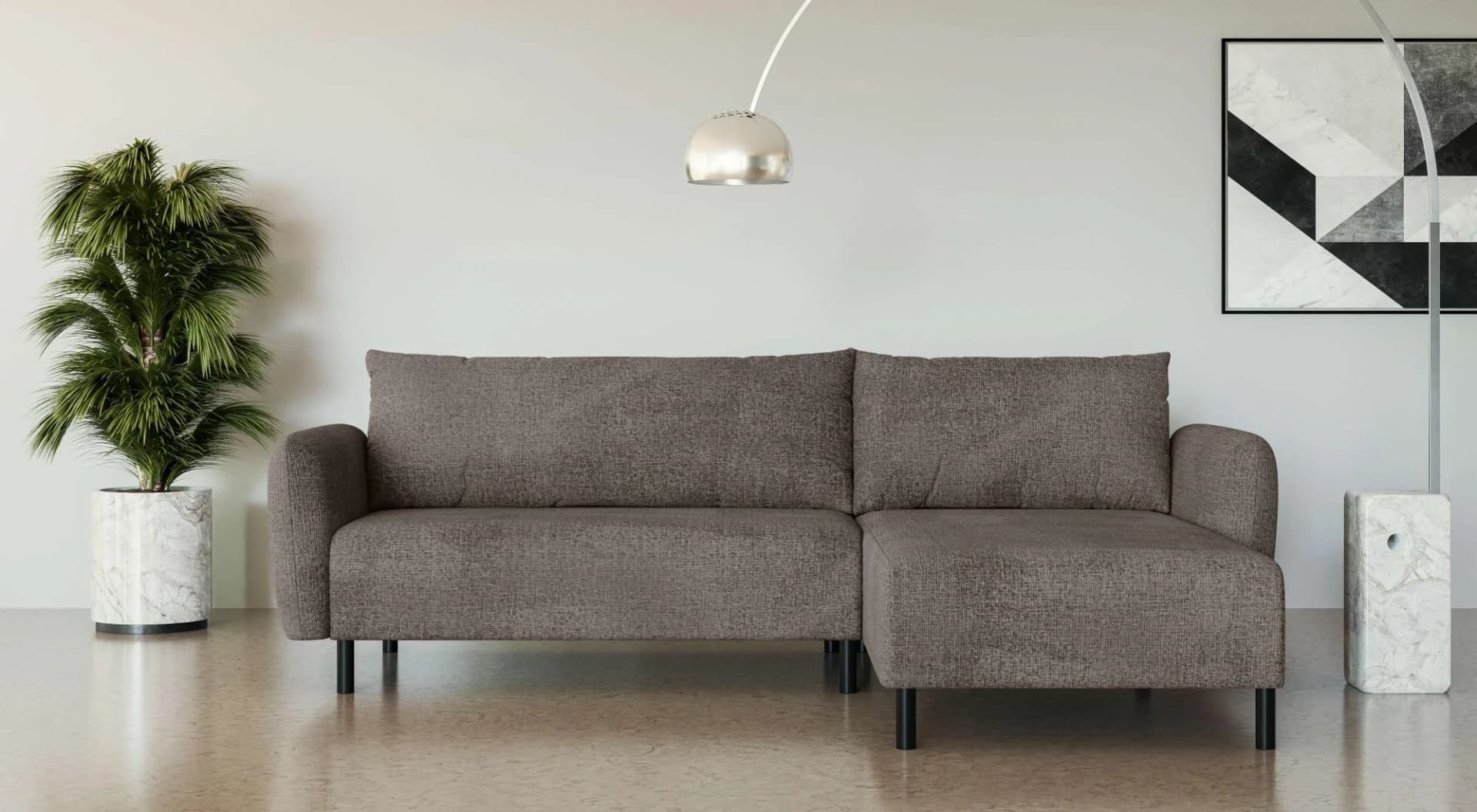 Home Affaire Ecksofa Glandine L-Form Braun Polyester